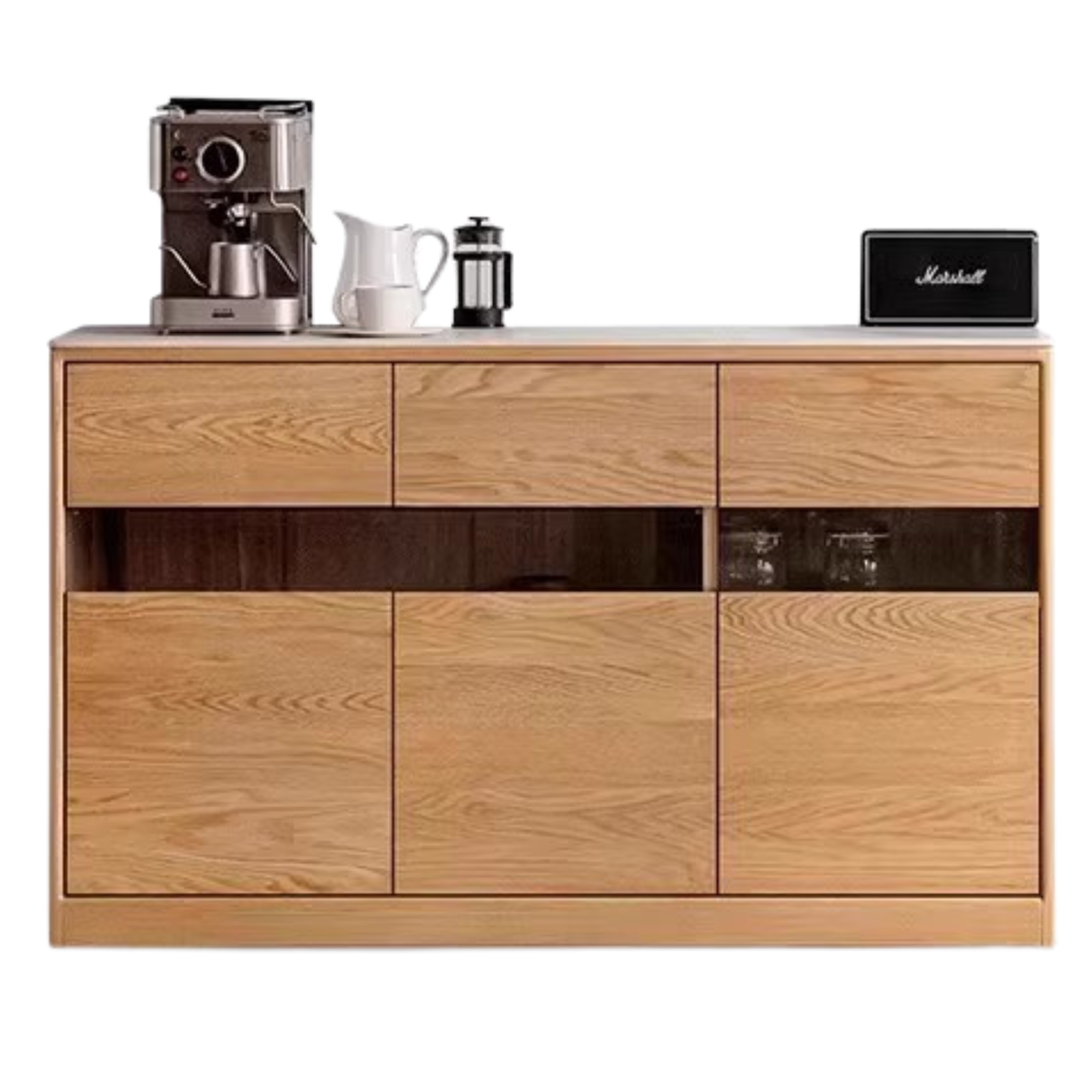Oak, Ash Solid Wood Nordic Sideboard Slate Top