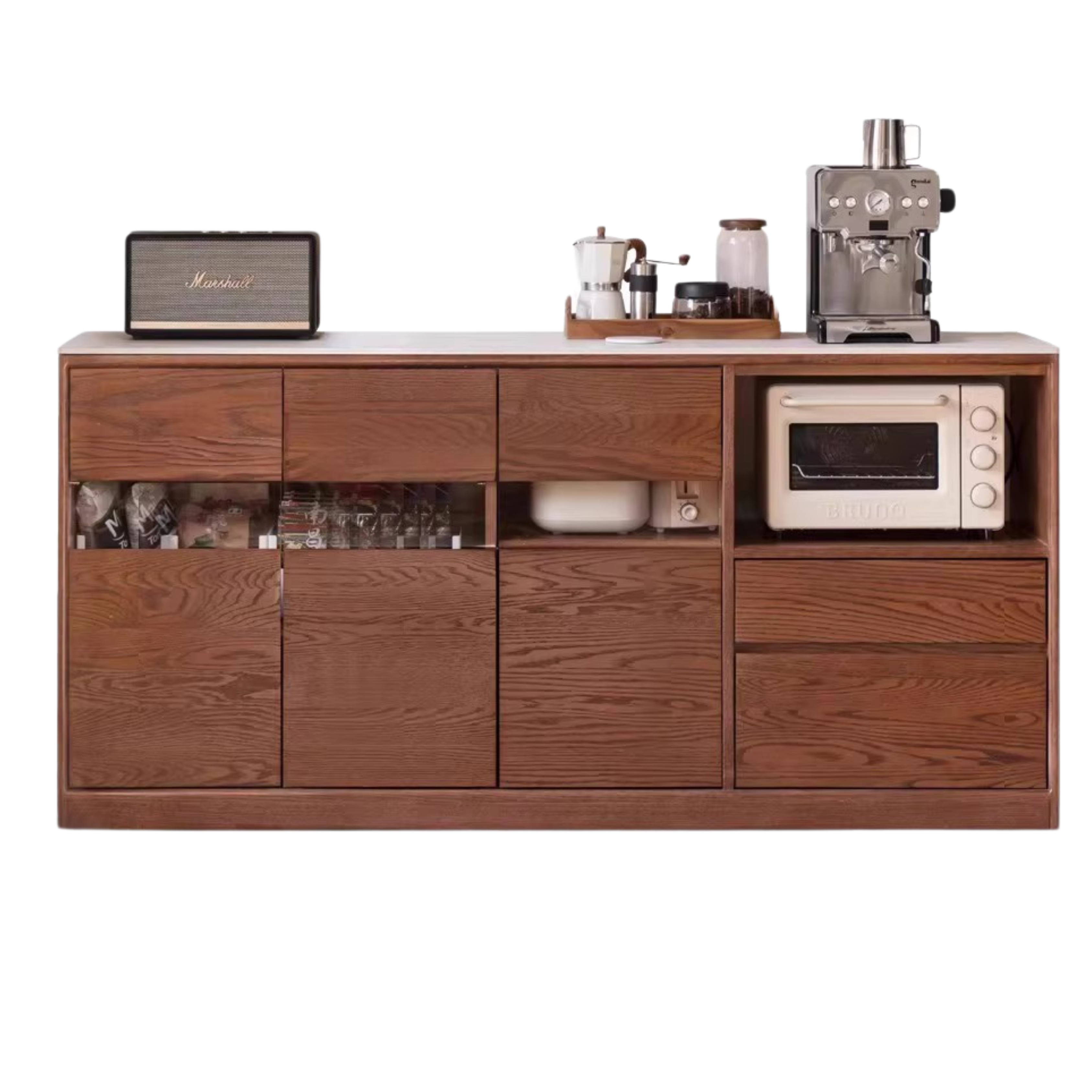 Oak, Ash Solid Wood Nordic Sideboard Slate Top