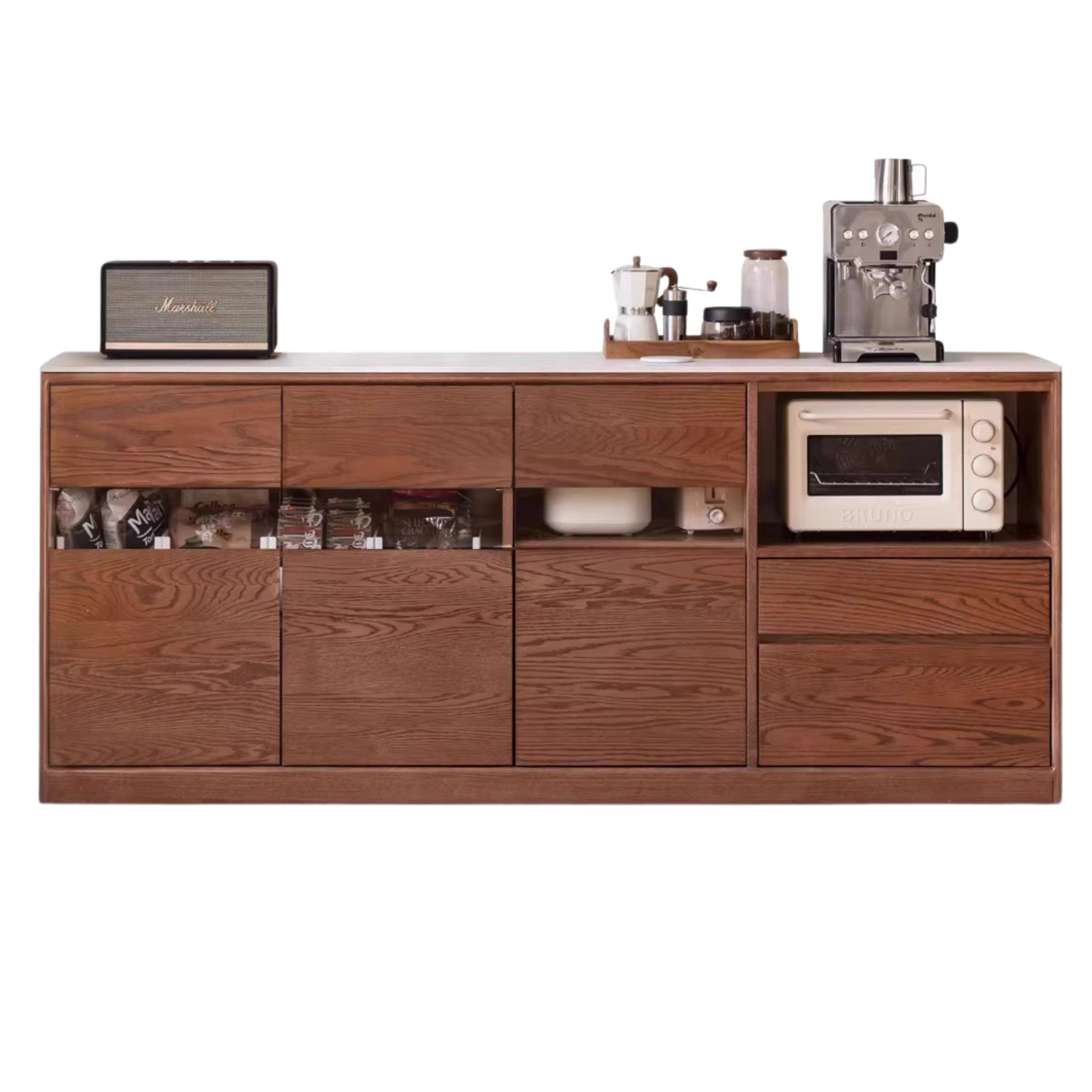Oak, Ash Solid Wood Nordic Sideboard Slate Top