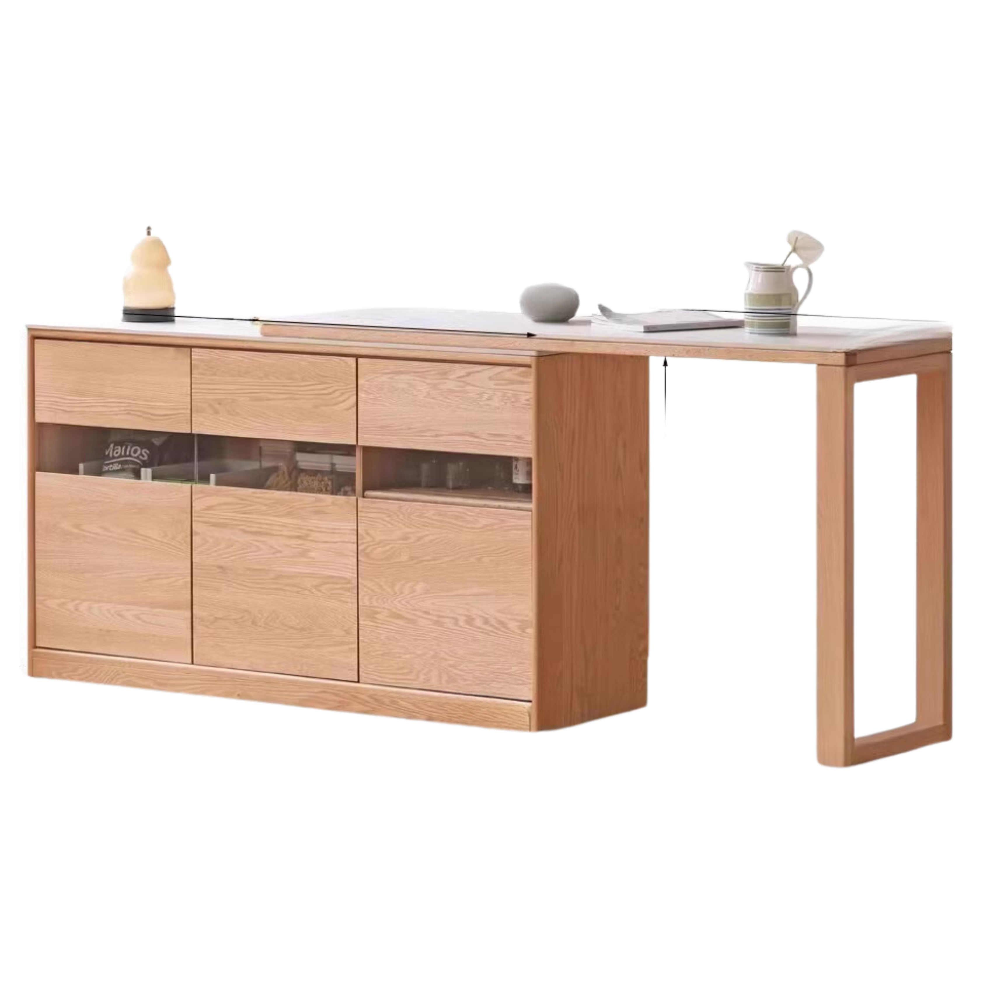 Oak, Ash Solid Wood Nordic Sideboard Slate Top