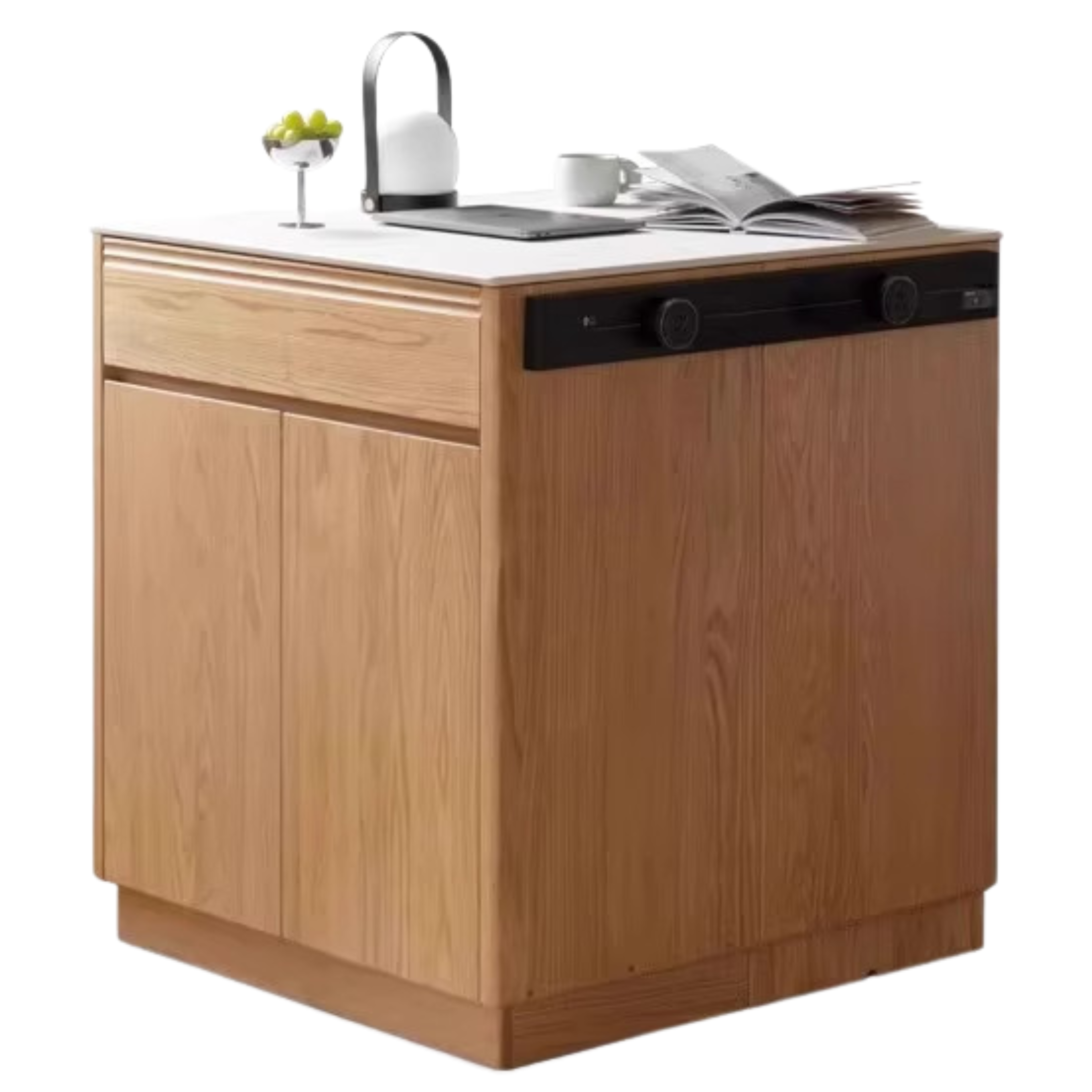 Oak Solid Wood Rock Plate Island Multi-Functional Dining Sideboard