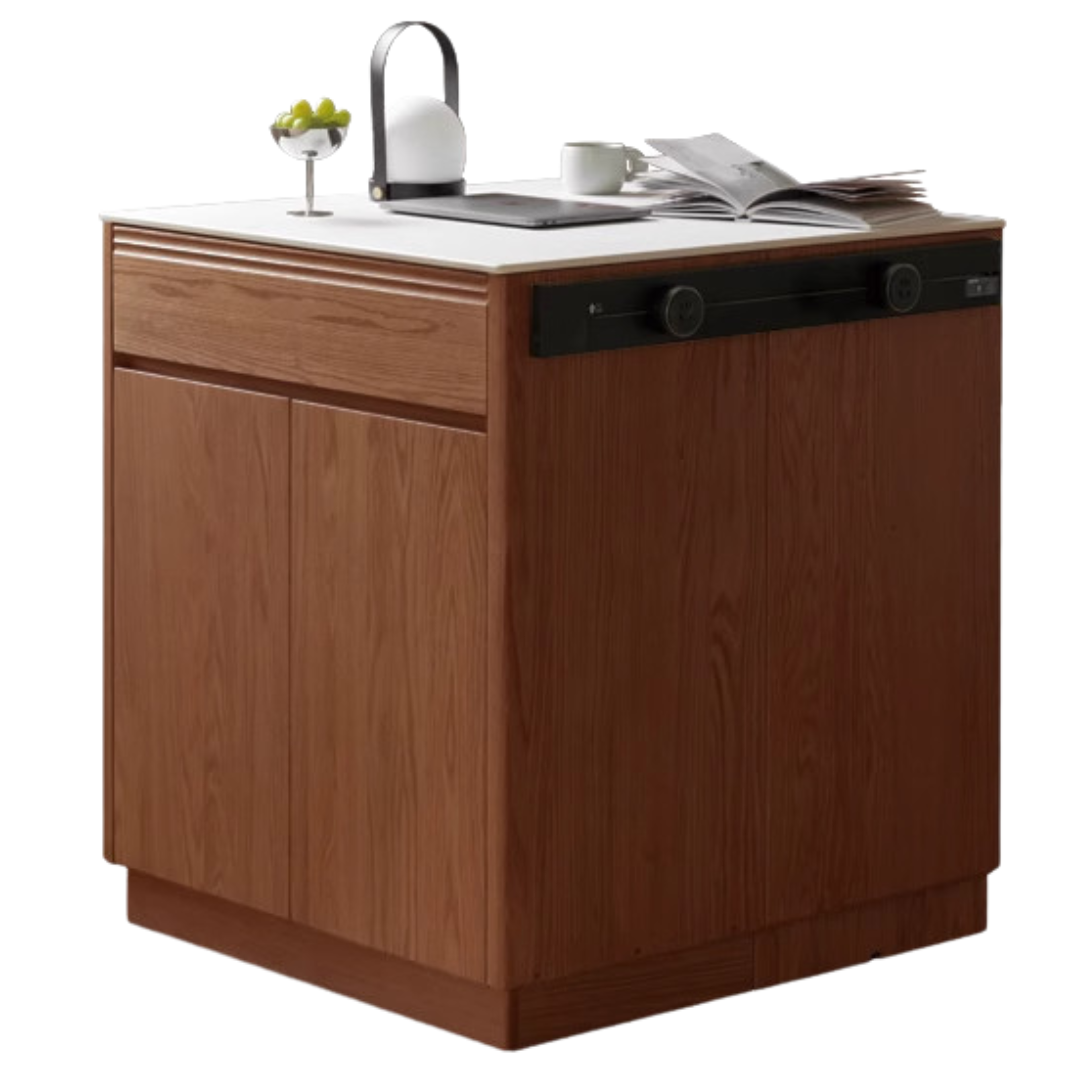 Oak Solid Wood Rock Plate Island Multi-Functional Dining Sideboard