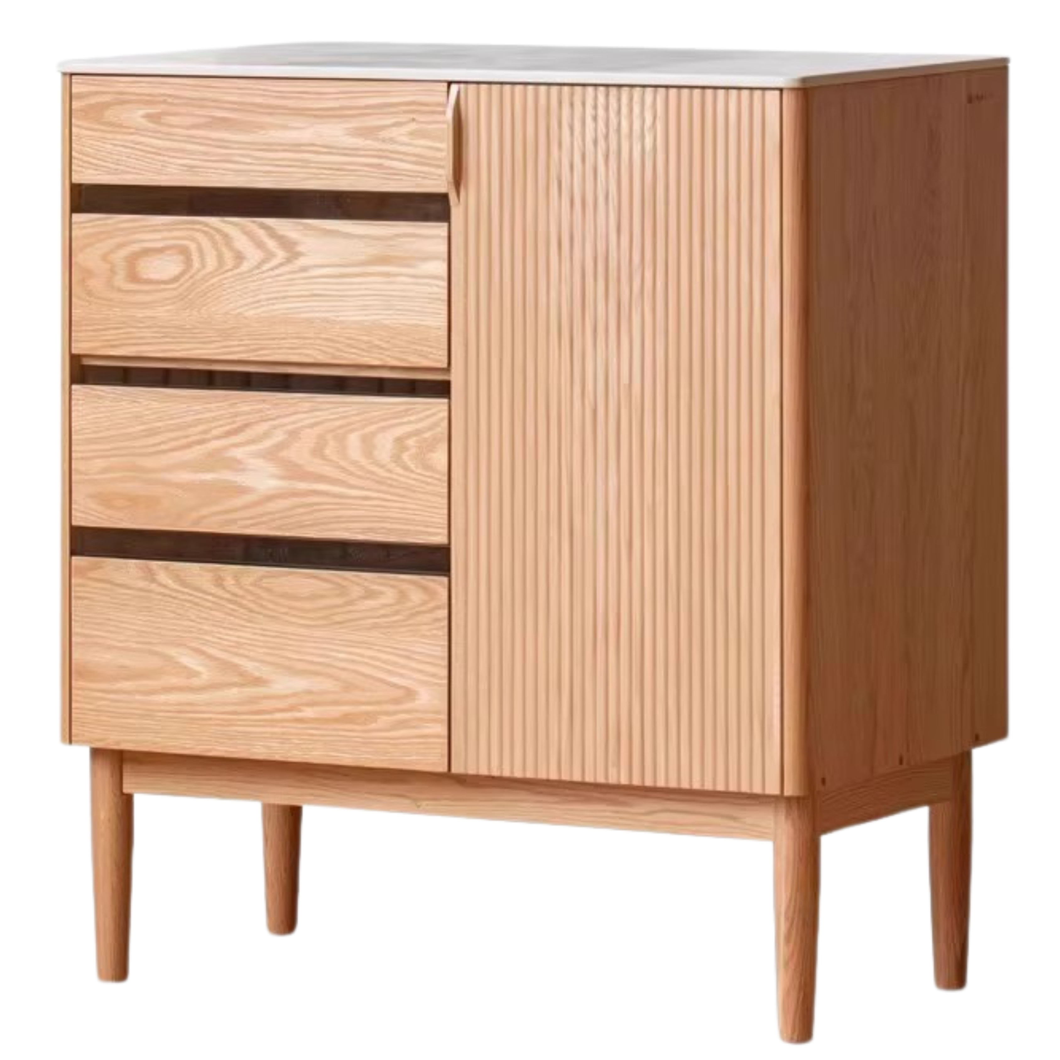 Oak Solid Wood Modern Rock Board Side High Tea Cabinet Buffet