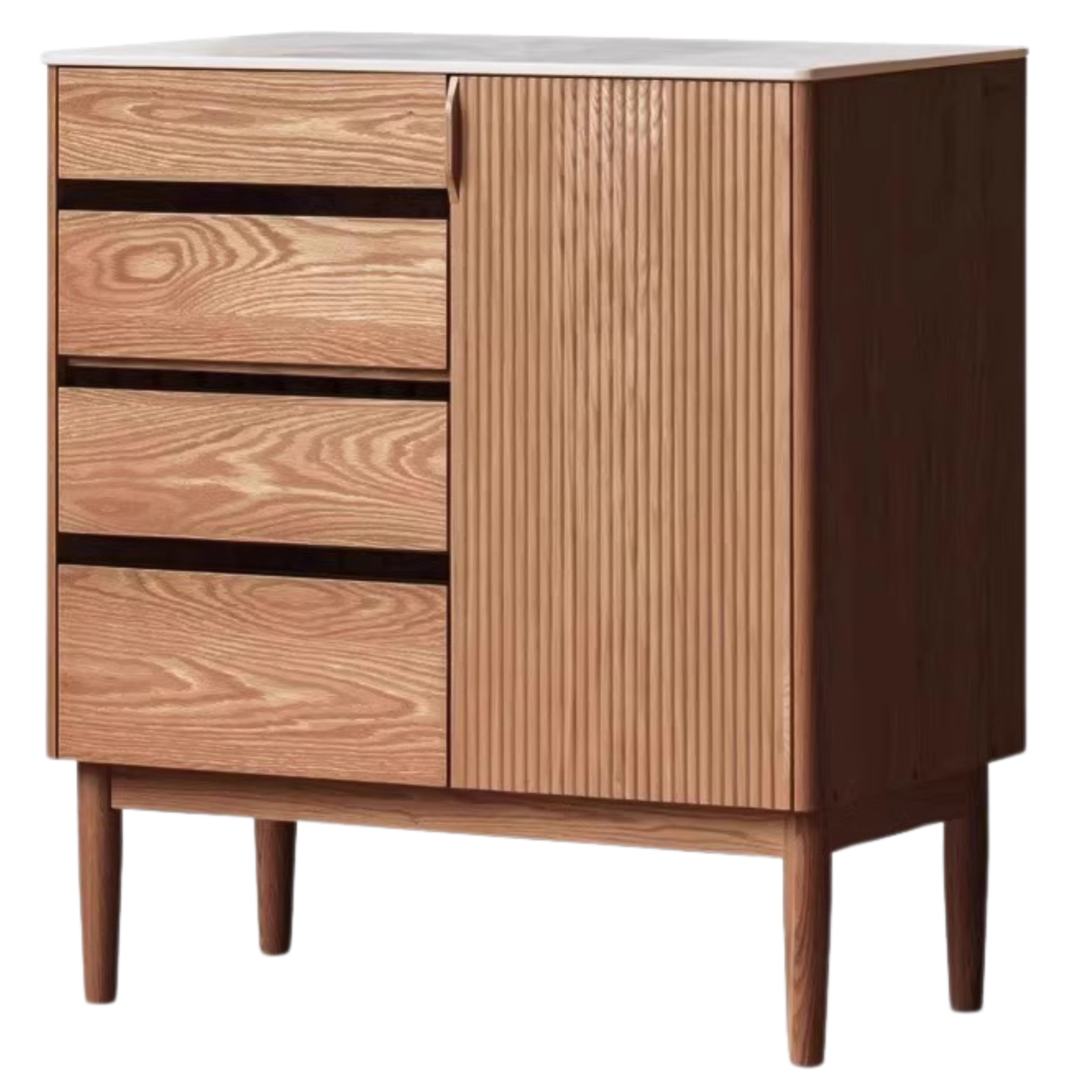 Oak Solid Wood Modern Rock Board Side High Tea Cabinet Buffet