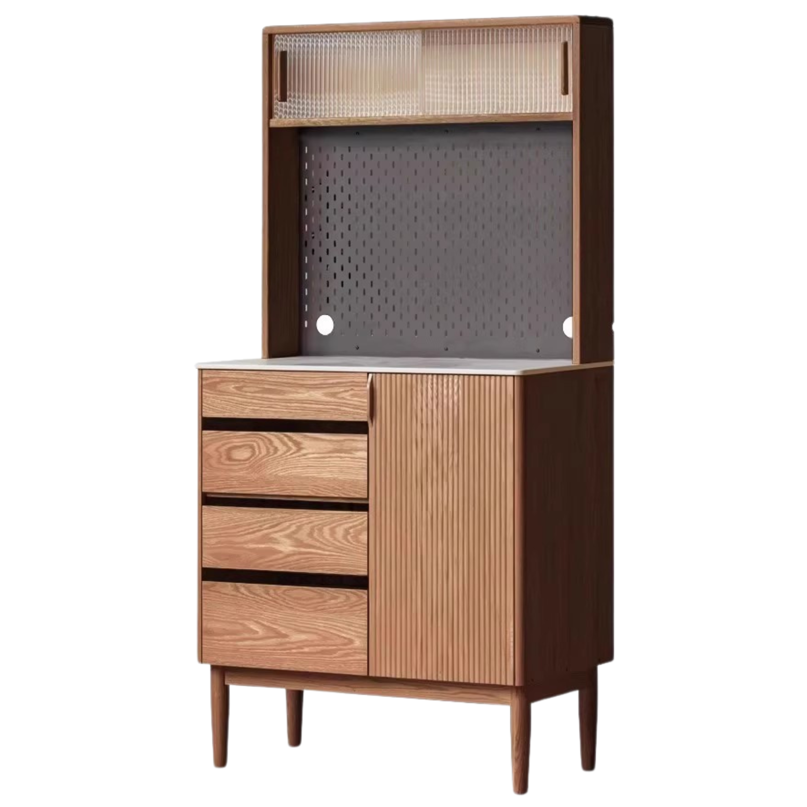 Oak Solid Wood Modern Rock Board Side High Tea Cabinet Buffet