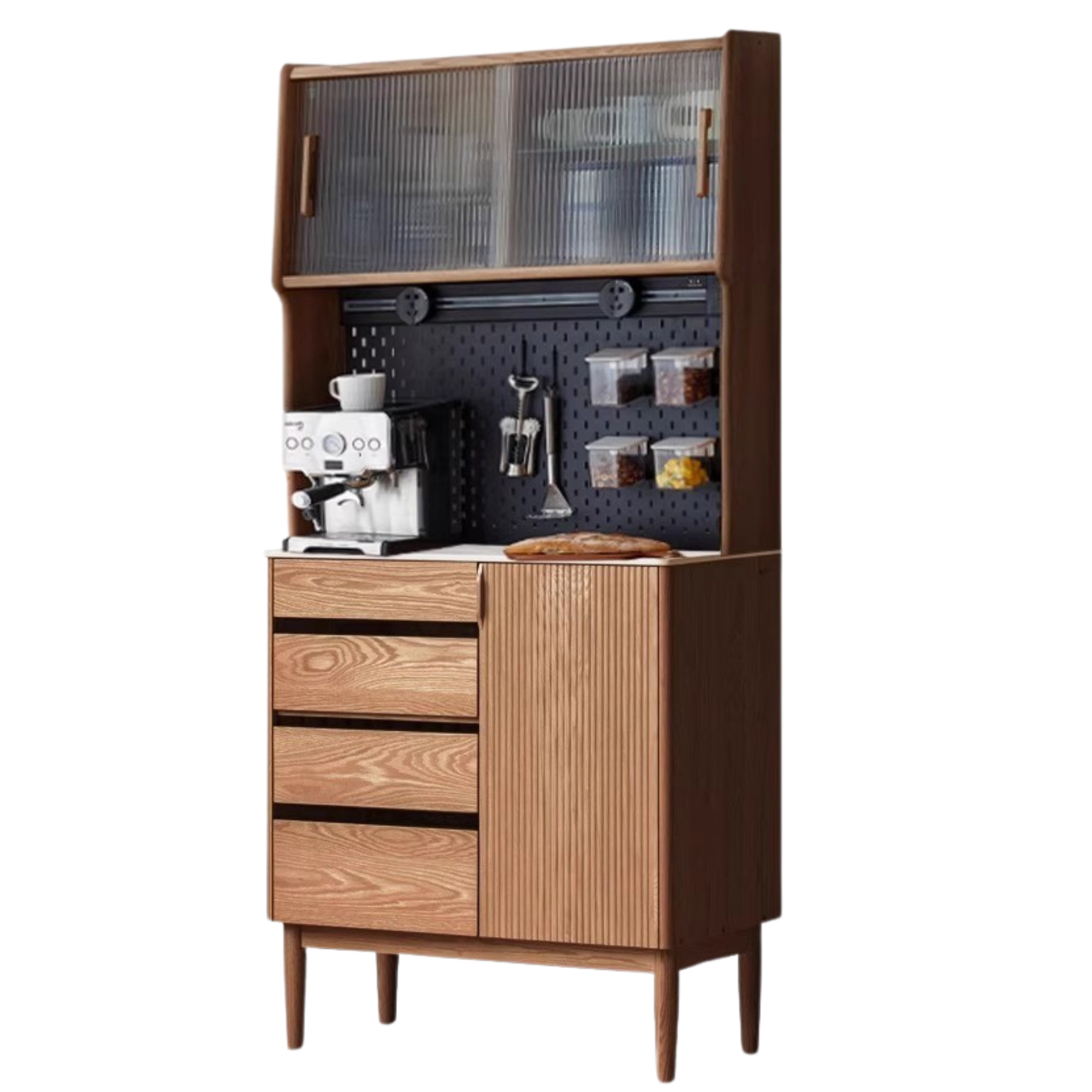 Oak Solid Wood Modern Rock Board Side High Tea Cabinet Buffet