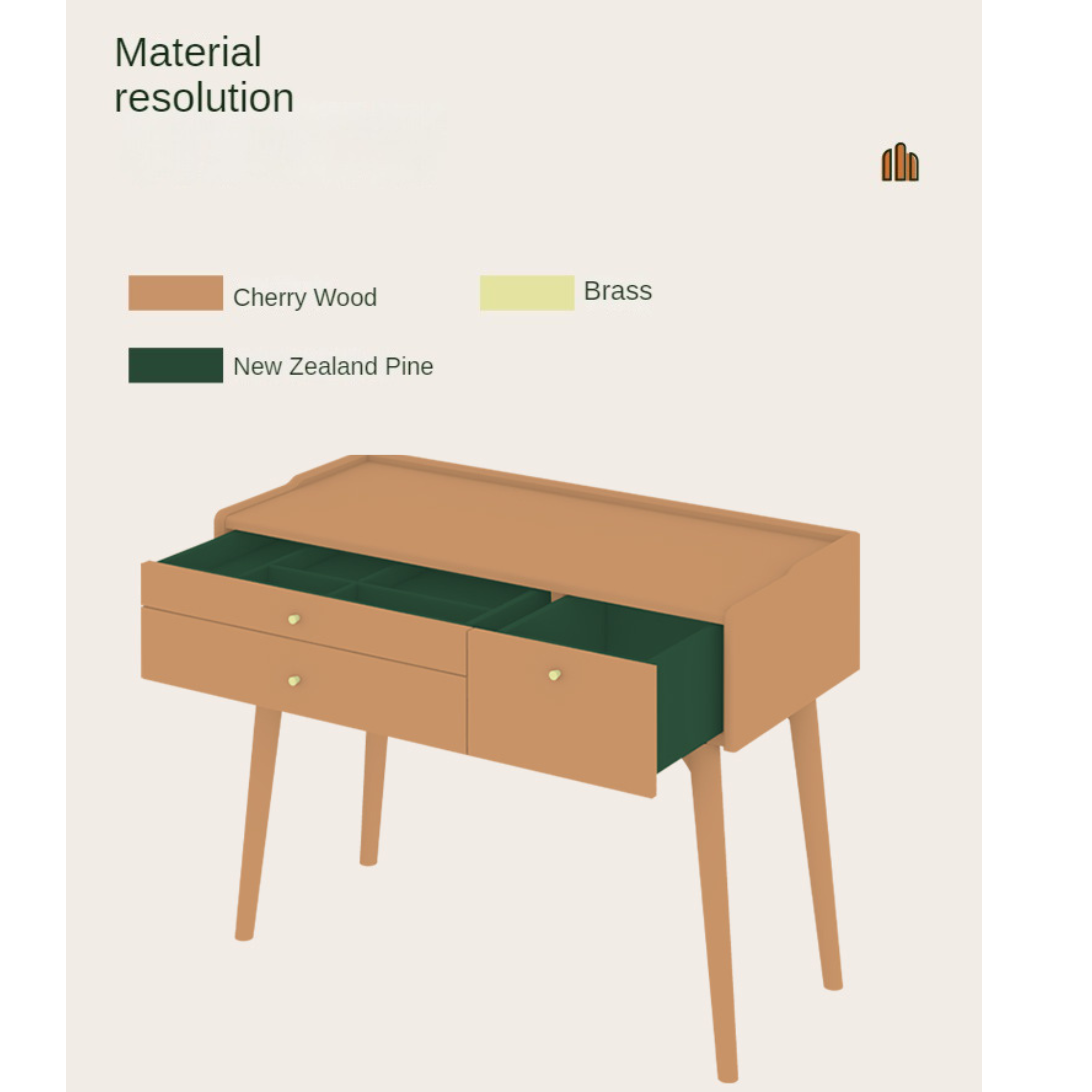 Cherry Solid Wood Small Dressing Table.