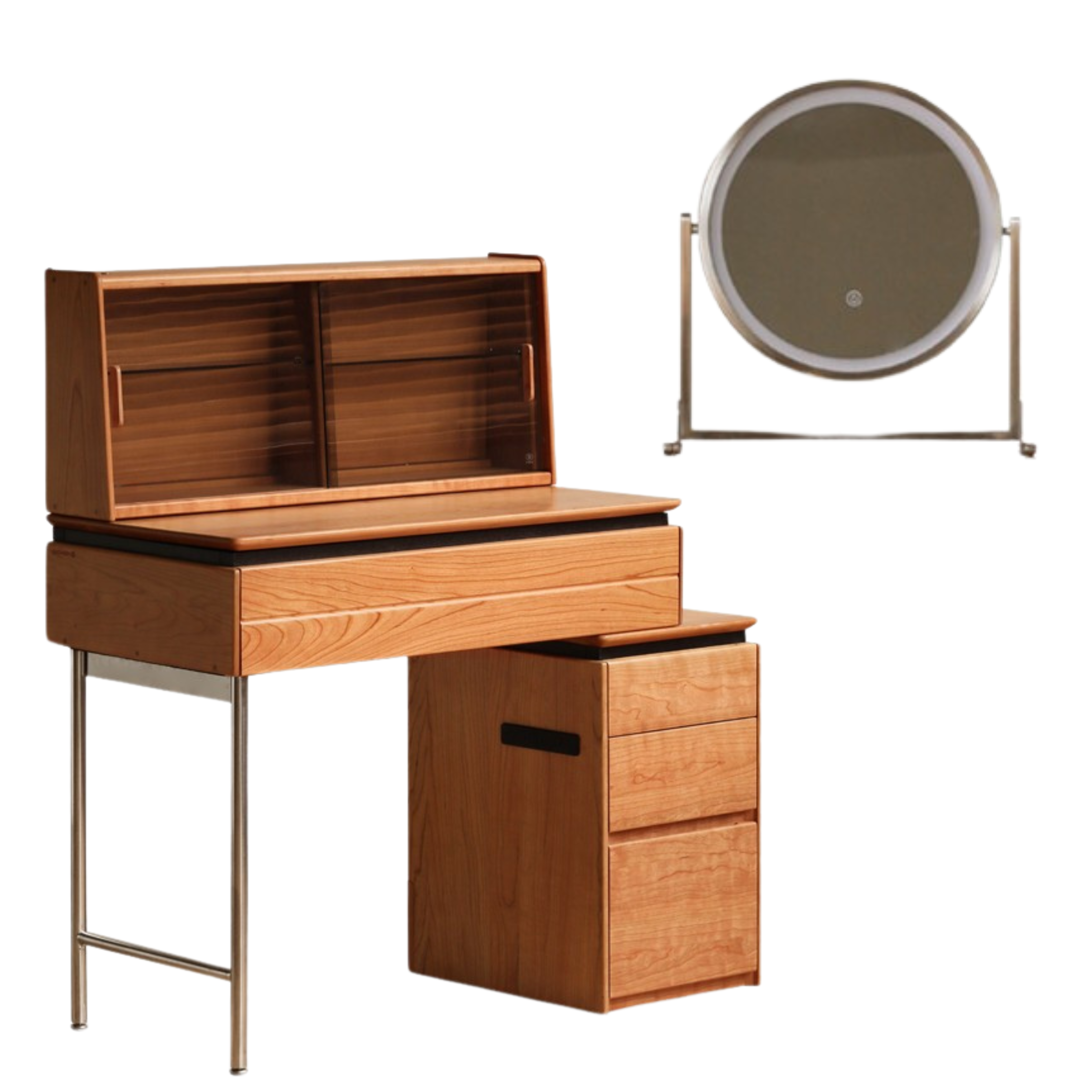 Cherry Solid Wood Retractable Dressing Table.