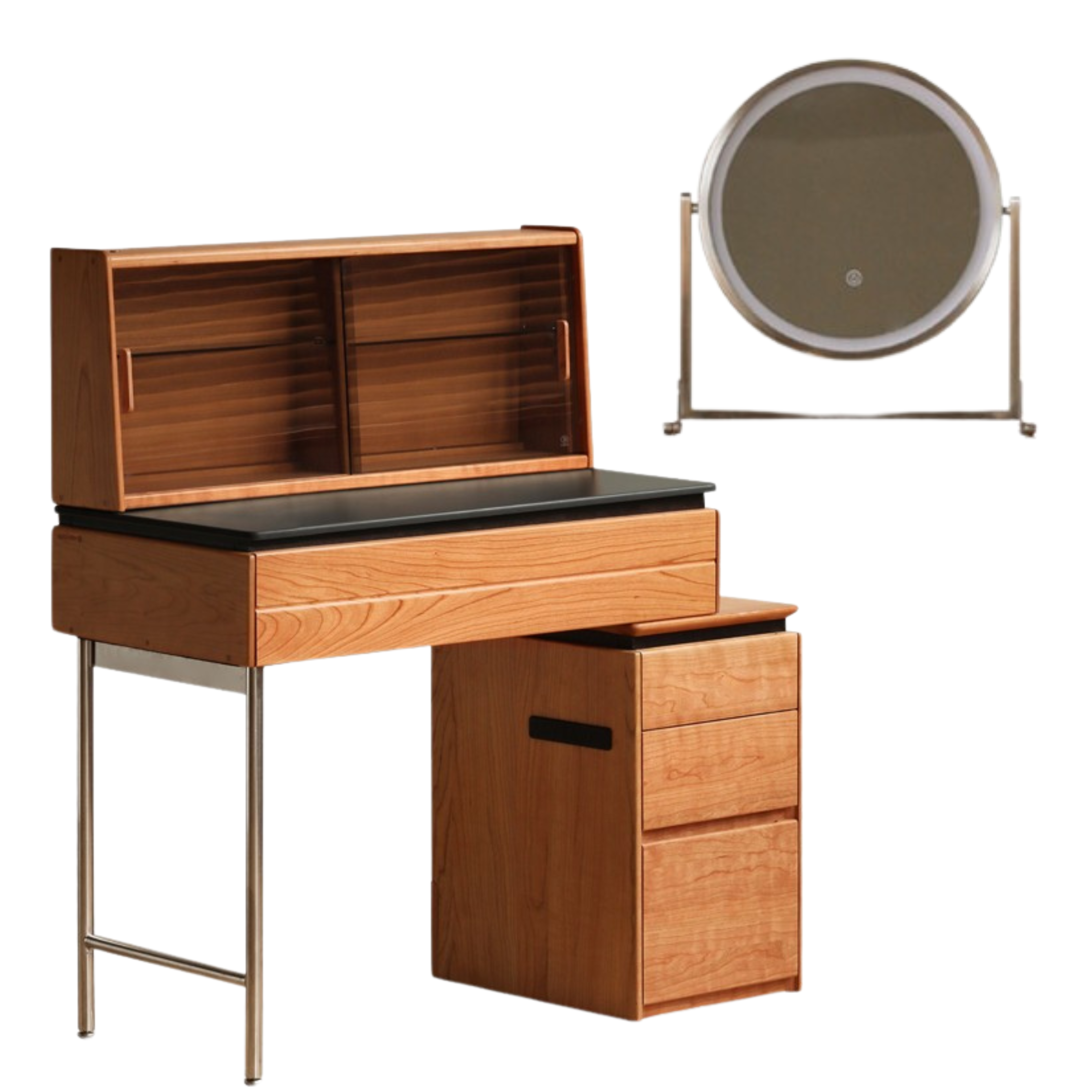 Cherry Solid Wood Retractable Dressing Table.