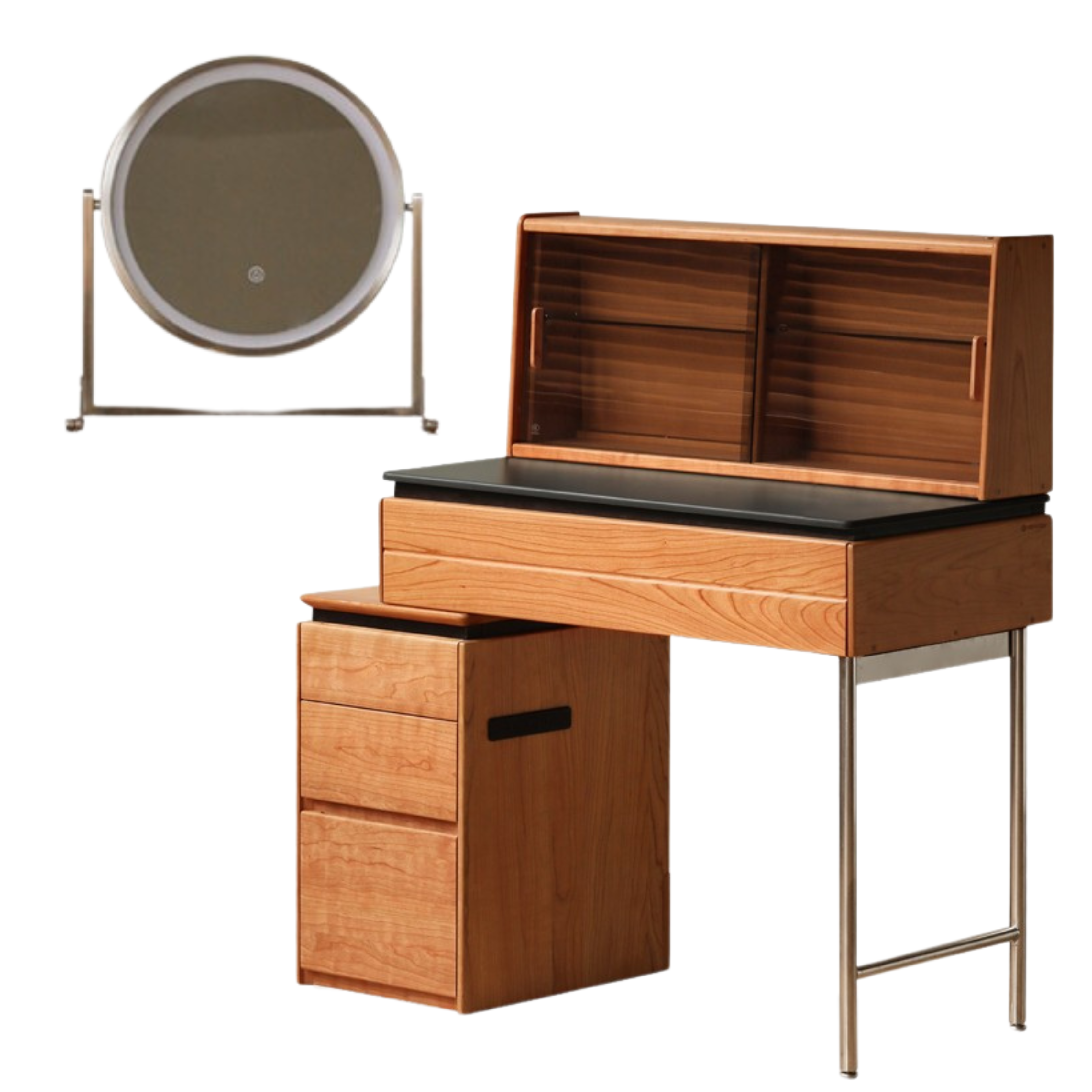 Cherry Solid Wood Retractable Dressing Table.