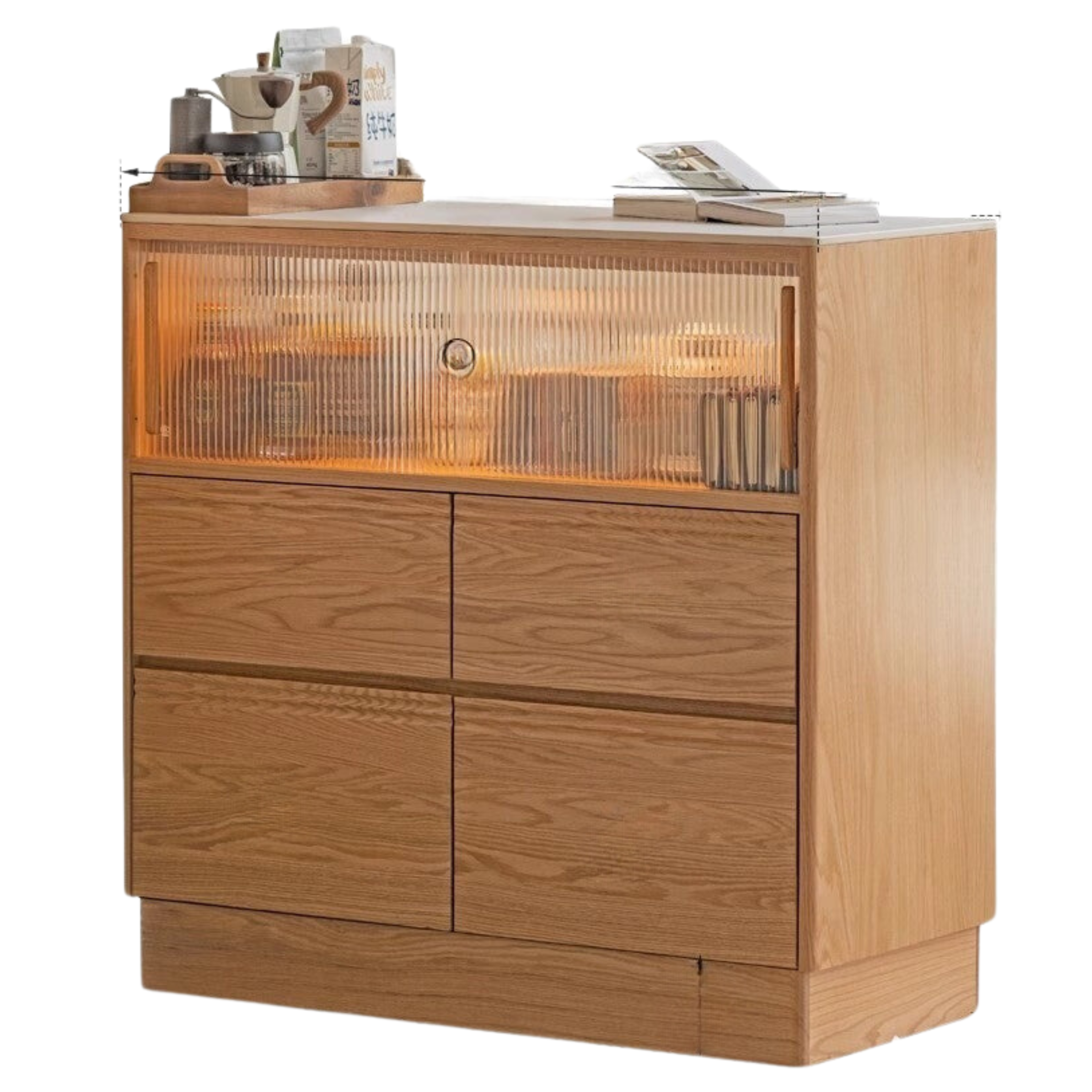 Oak Solid Wood Partition Multi functional Storage Cabinet