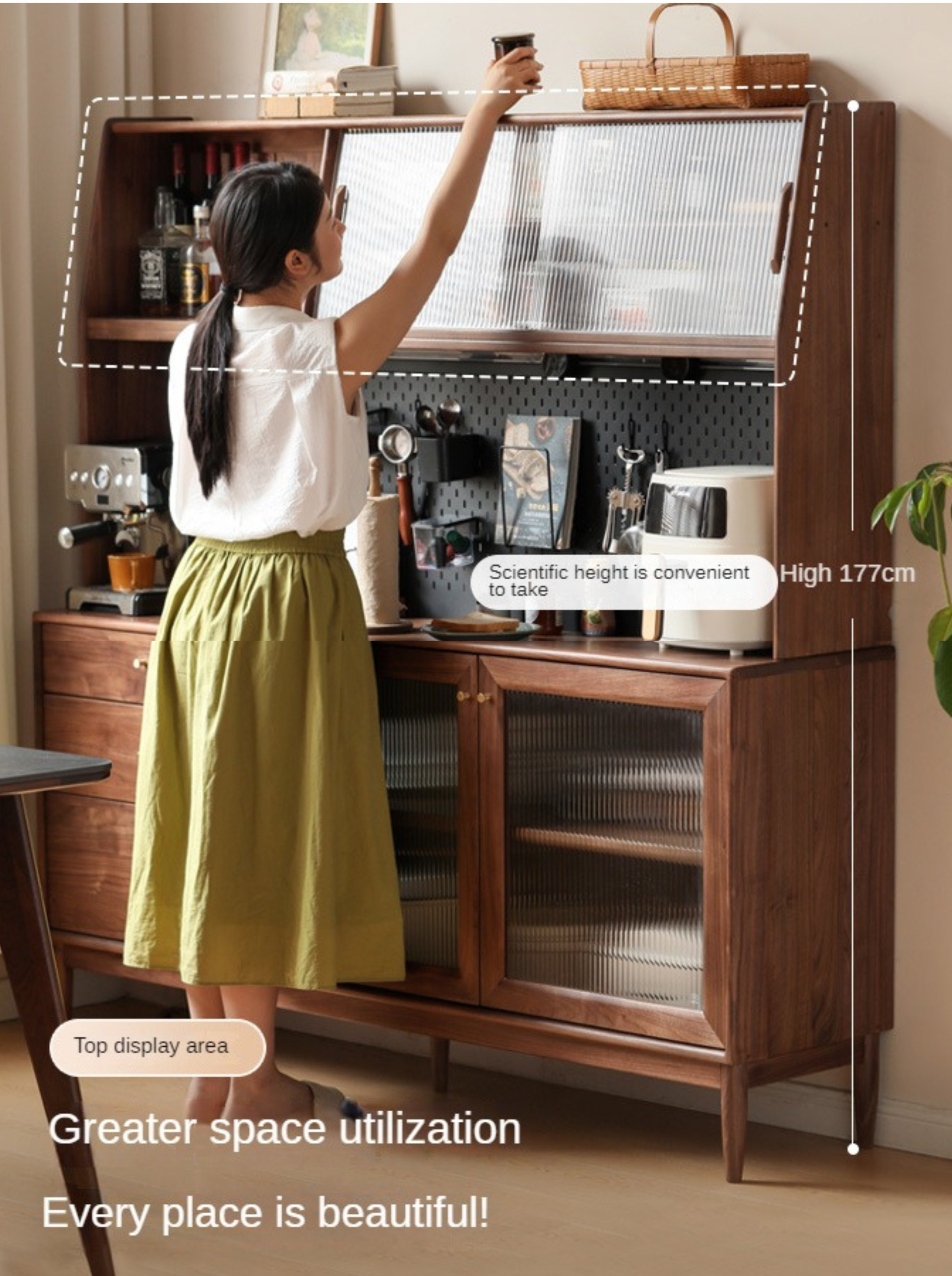 Black Walnut , South American Walnut Solid Wood Sideboard, Buffet Cabinet