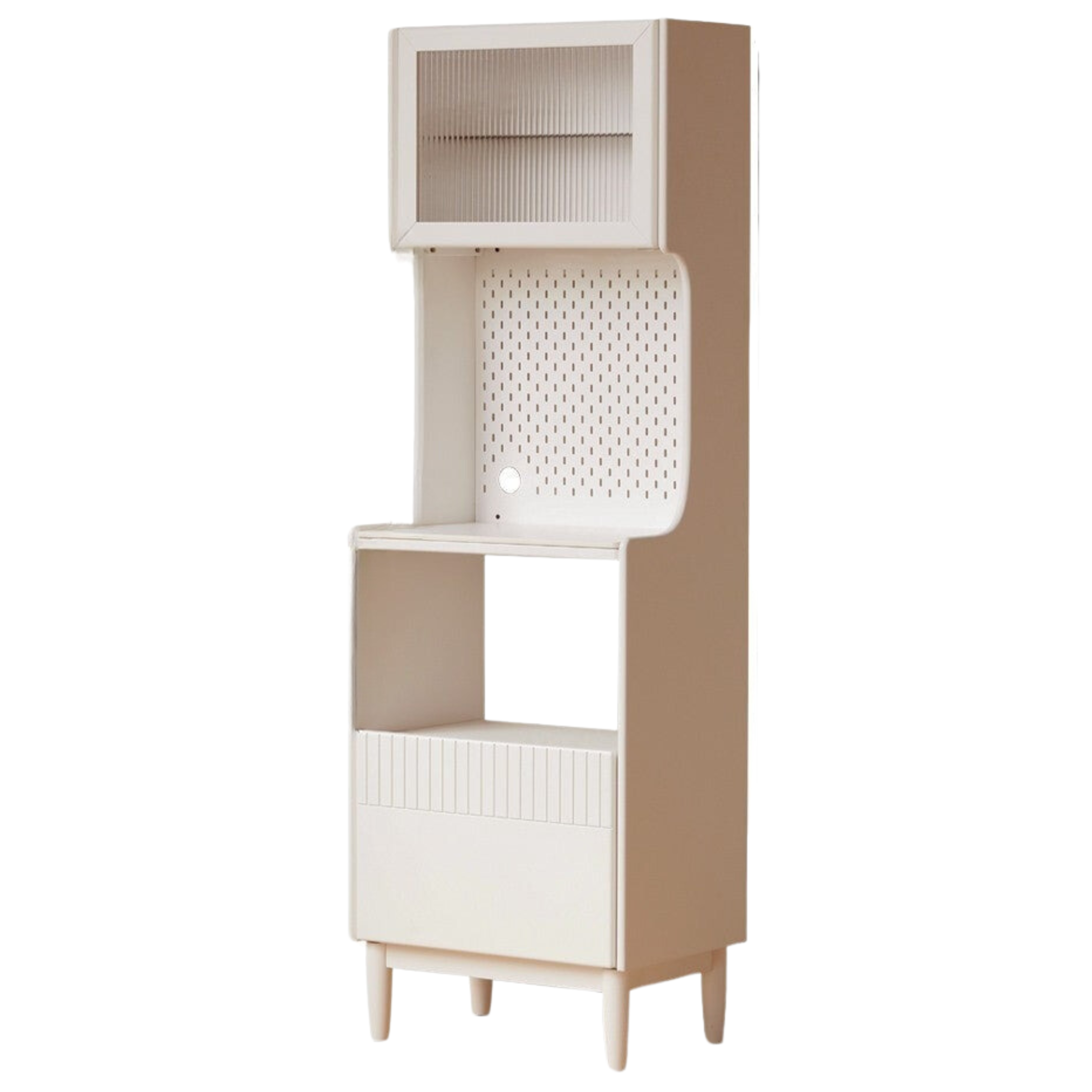 Poplar Solid Wood Sideboard Narrow Cream Style