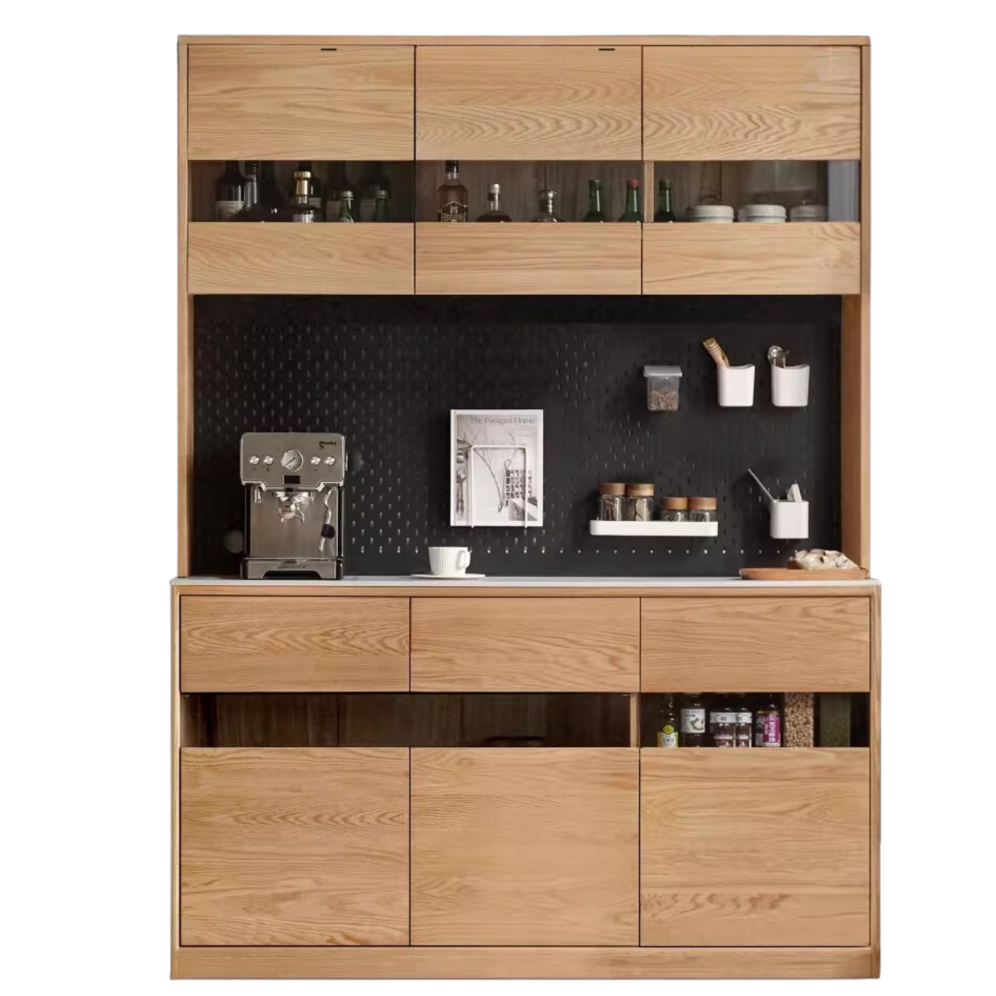 Oak Solid Wood Sideboard Modern Buffet Cabinet