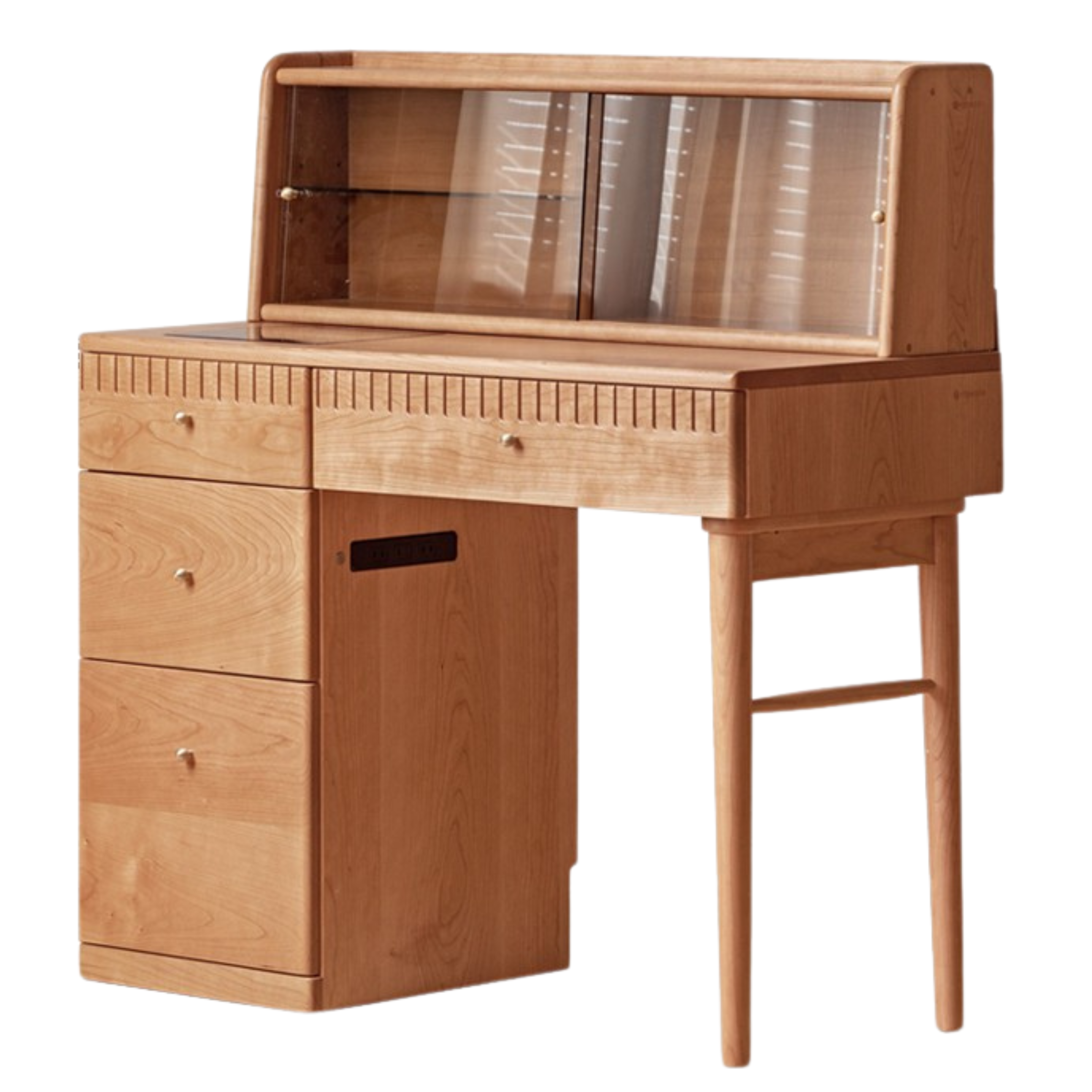 Cherry Solid Wood Retro Dressing Table Cabinet Integrated.