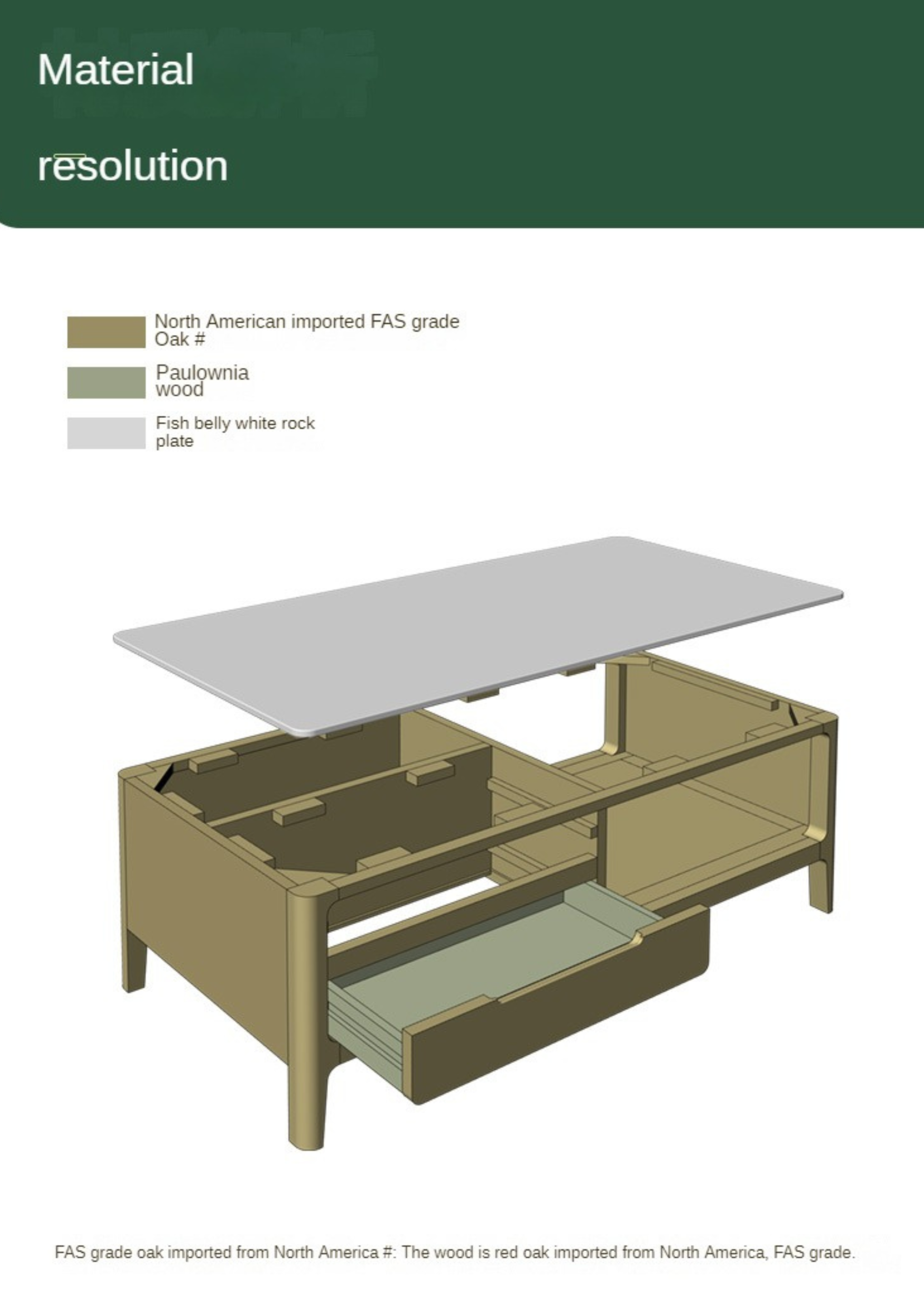 Oak, Solid Rubberwood Coffee Table Rock Slabs