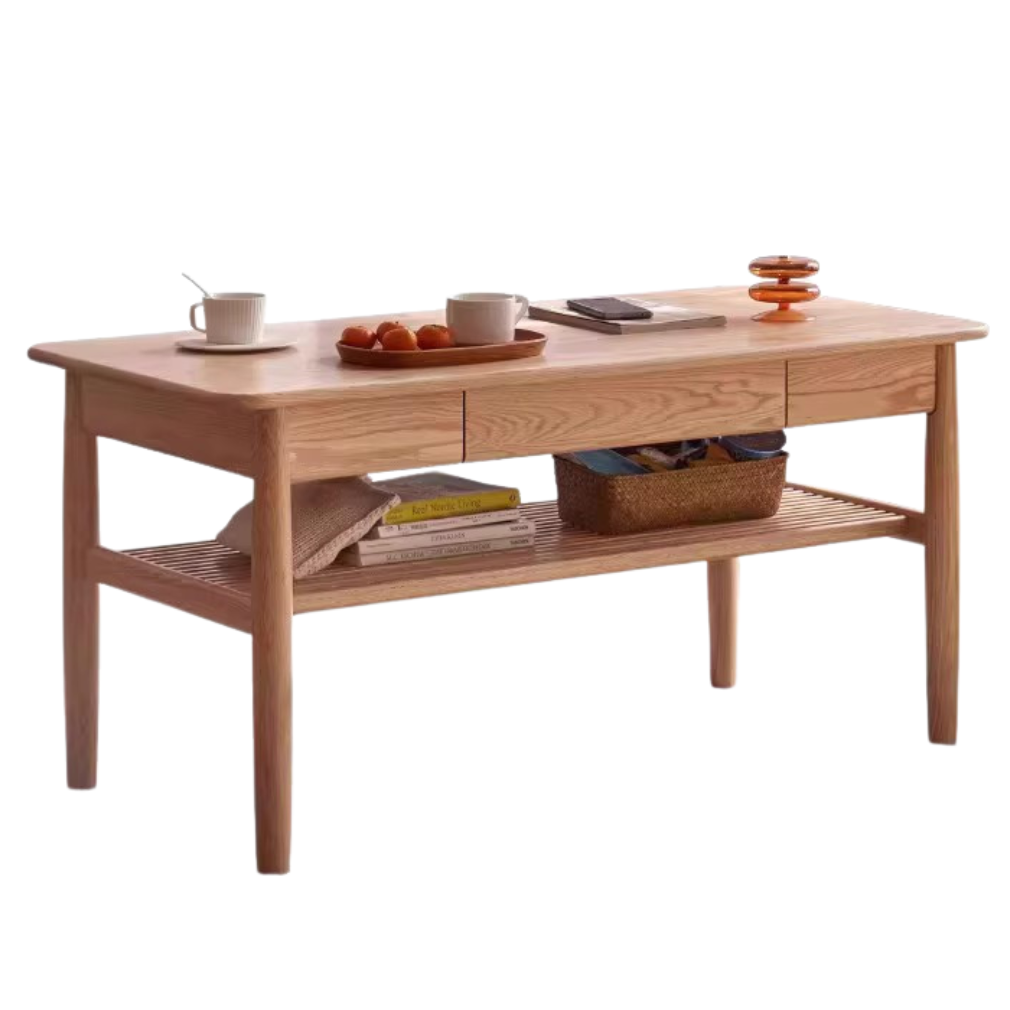 SALE Oak Solid Wood North American Double-Layer Coffee Table