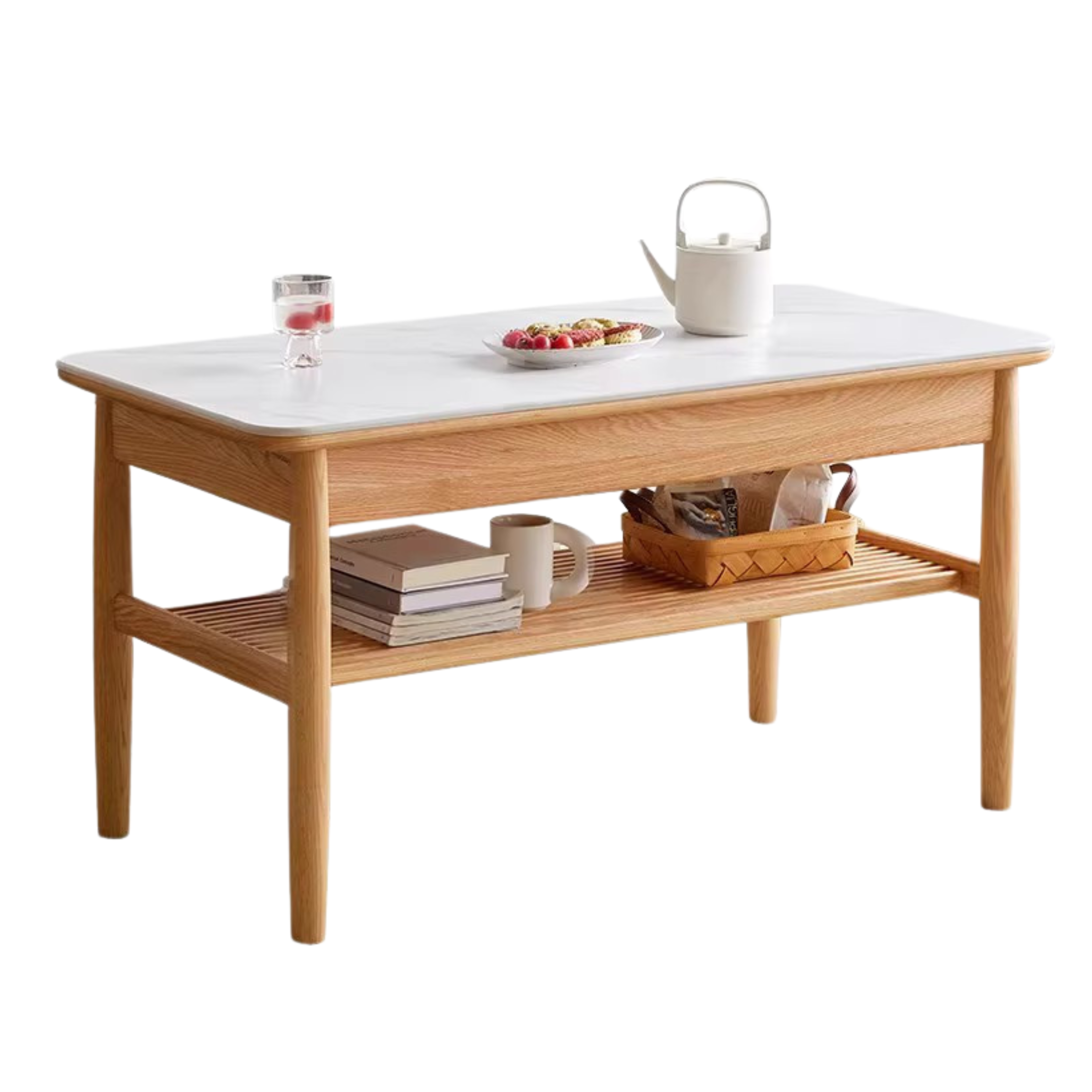 SALE Oak Solid Wood North American Double-Layer Coffee Table