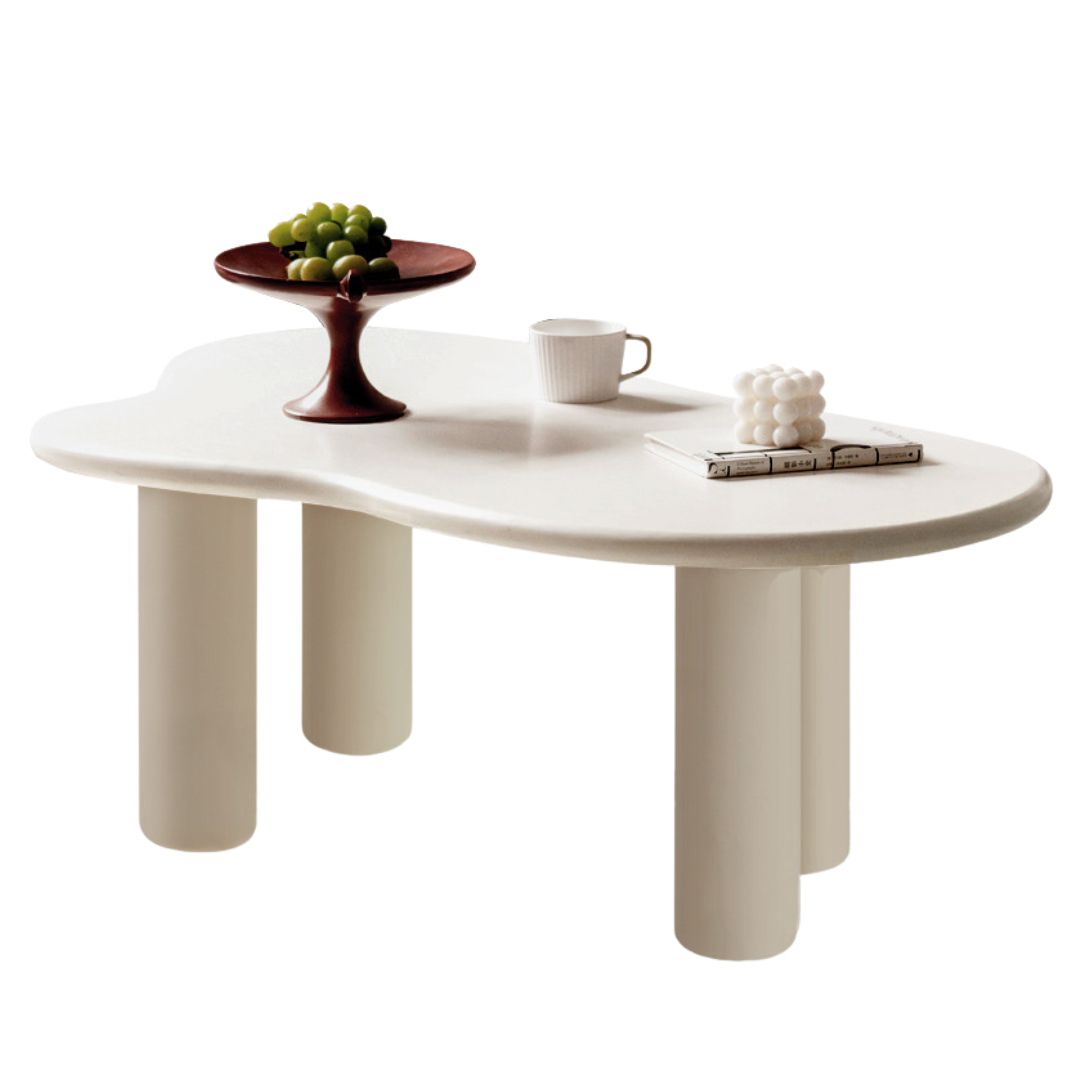Rubber Solid Wood Creamy Cloud Coffee Table