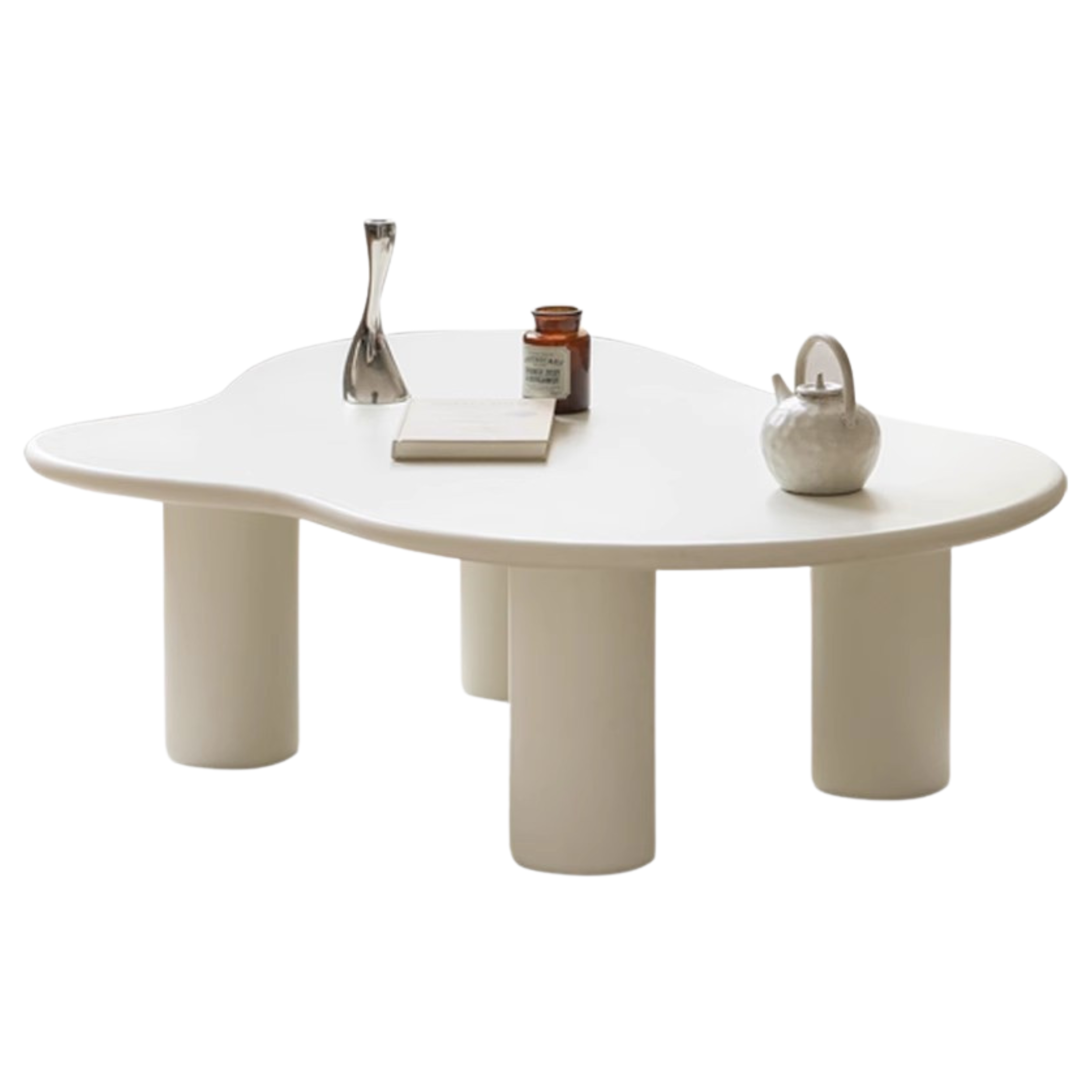 Rubber Solid Wood Creamy Cloud Coffee Table