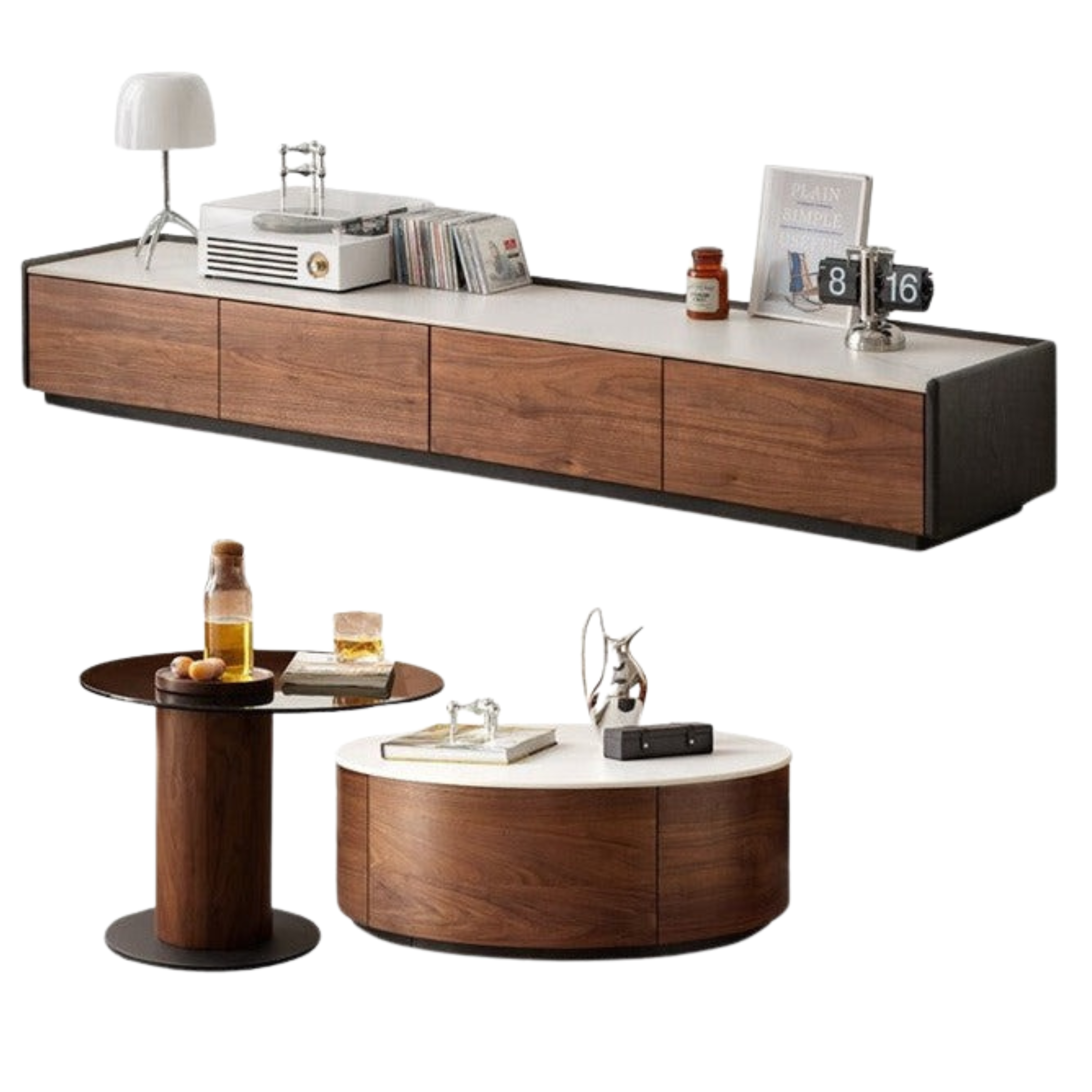 Black Walnut Slate Top Coffee Table