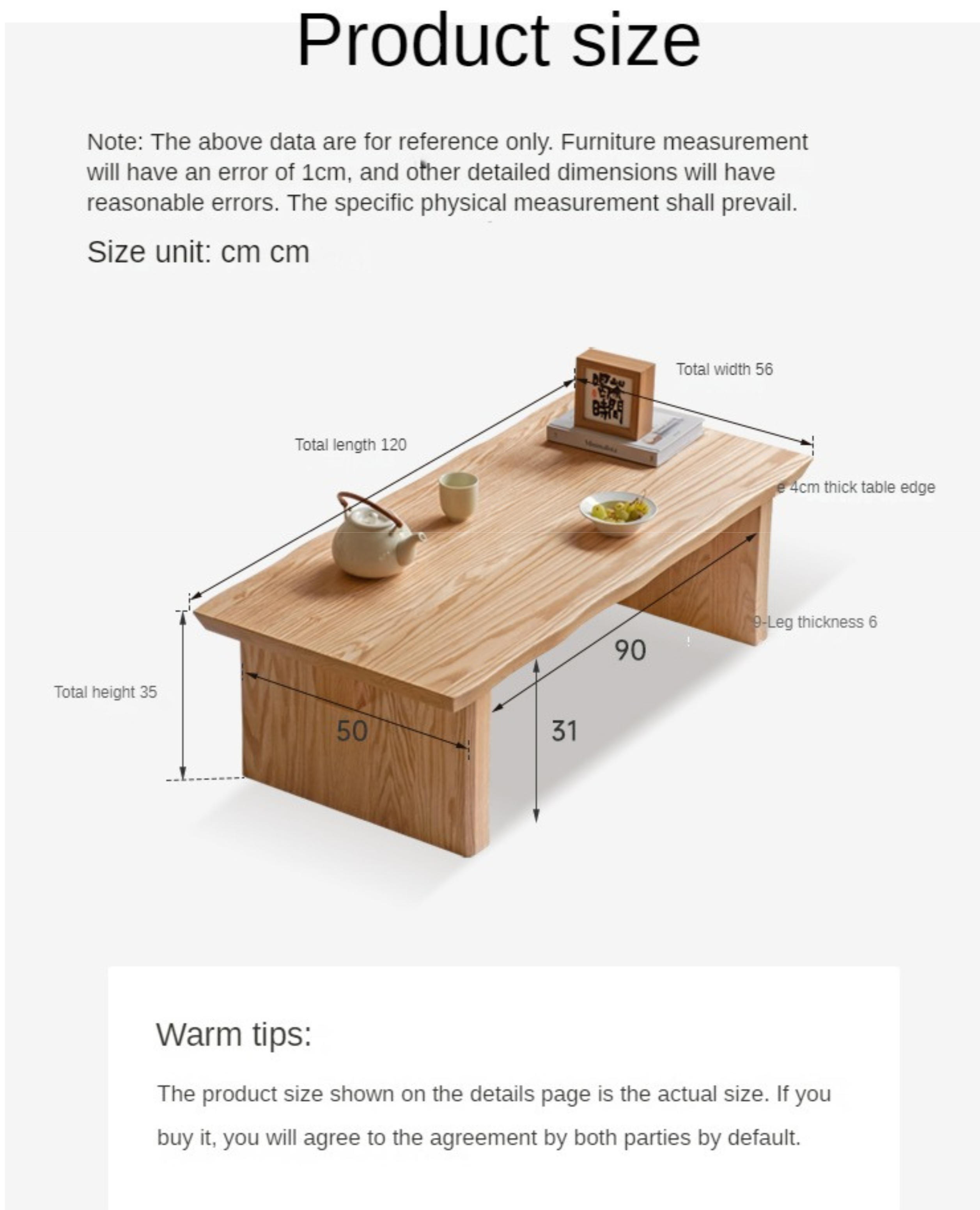 Birch, Oak Solid Wood Live Edge tea Table