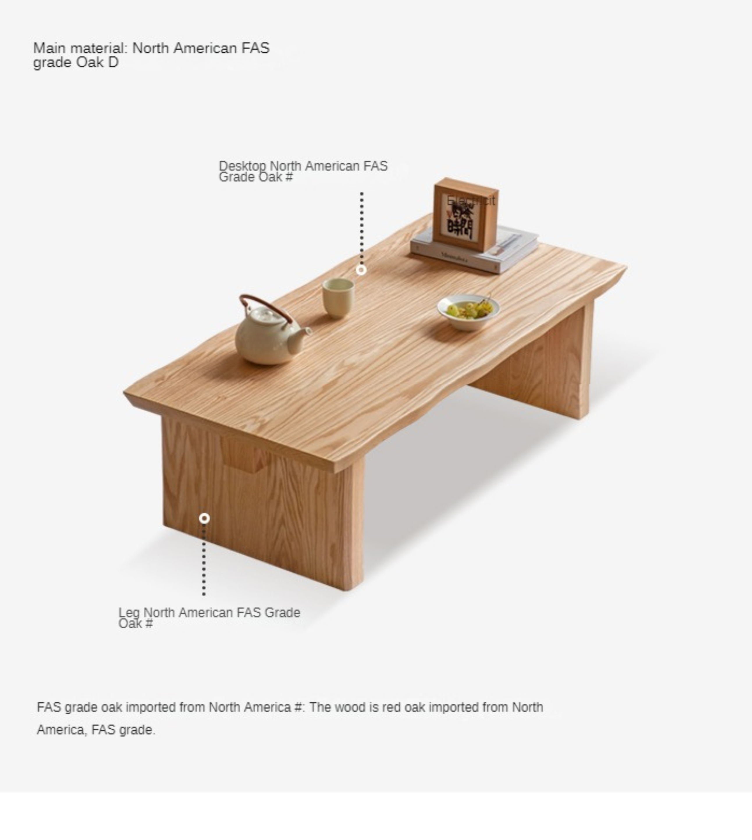 Birch, Oak Solid Wood Live Edge tea Table