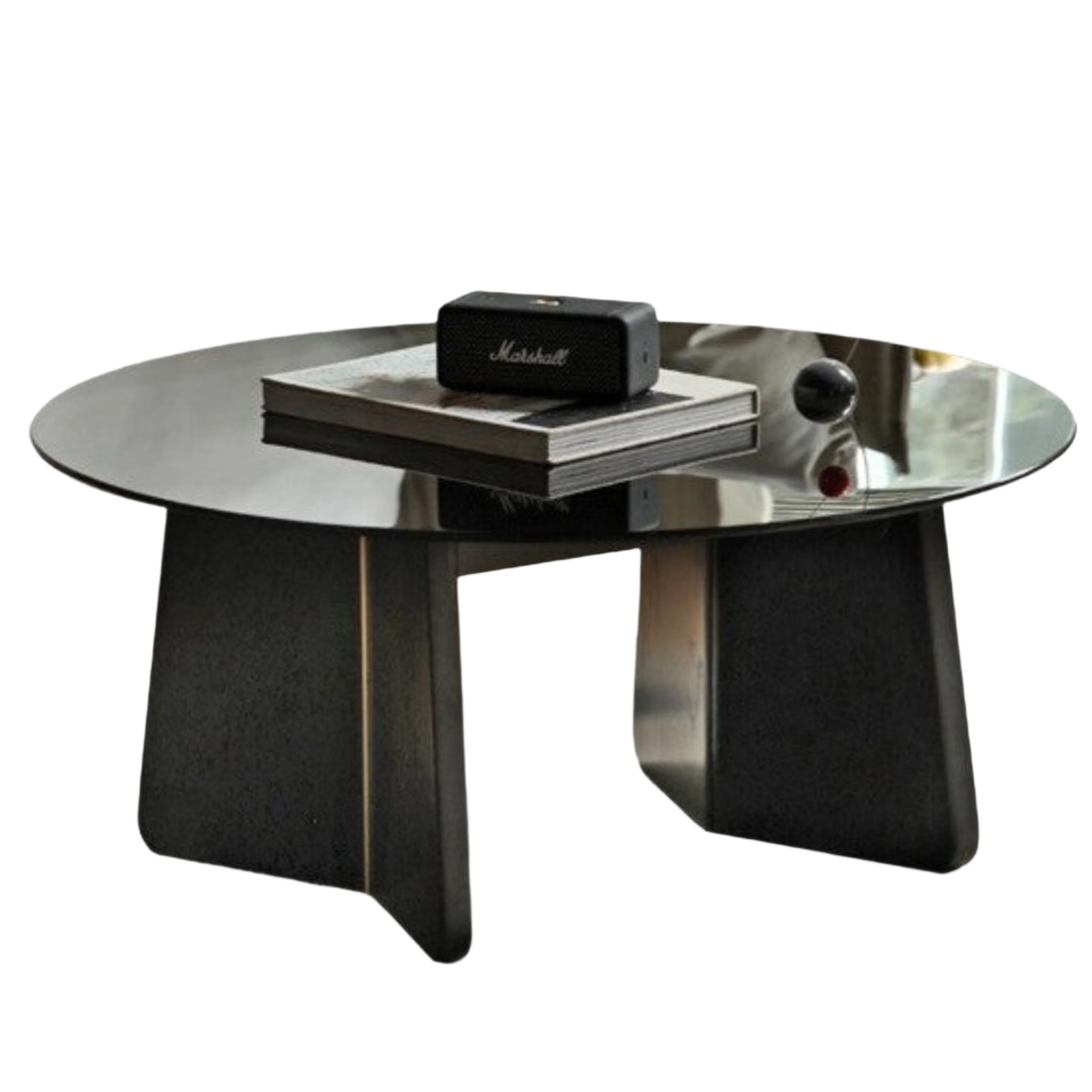 Oak Solid Wood Smoky Coffee Table Glass