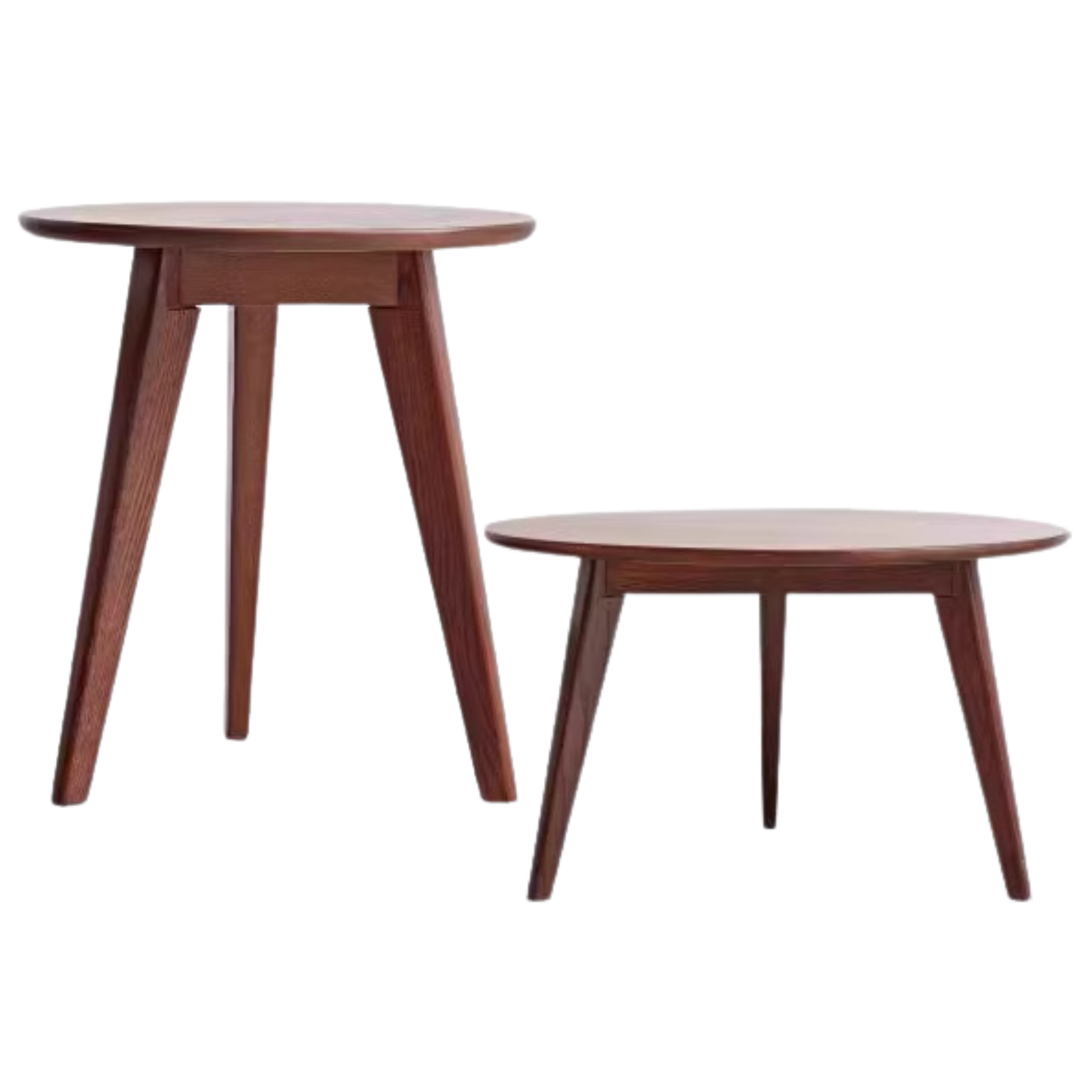 Oak, Solid Rubberwood Round Coffee Table, Walnut color