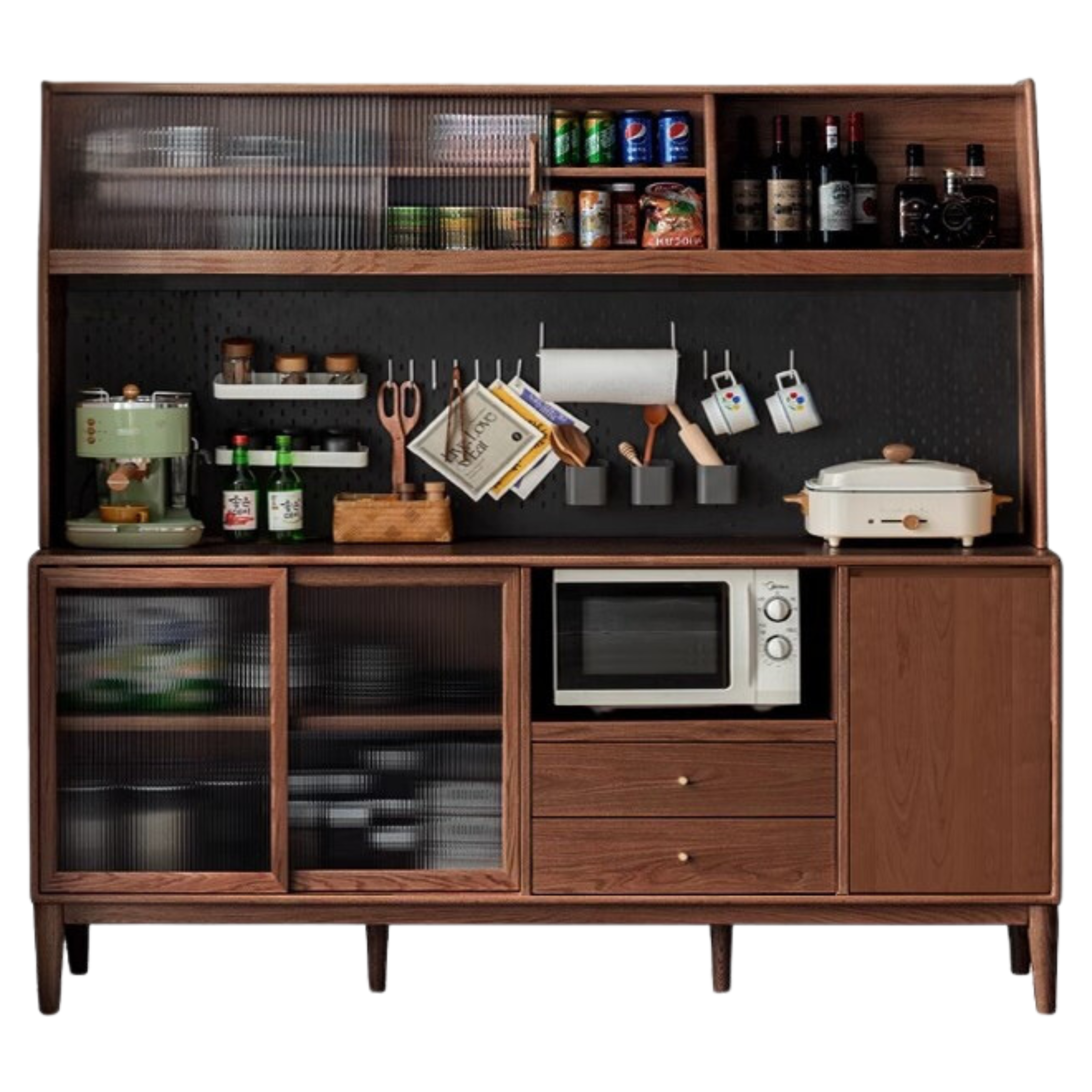 Ash Solid Wood Sideboard Multi-Functional Buffet Cabinet
