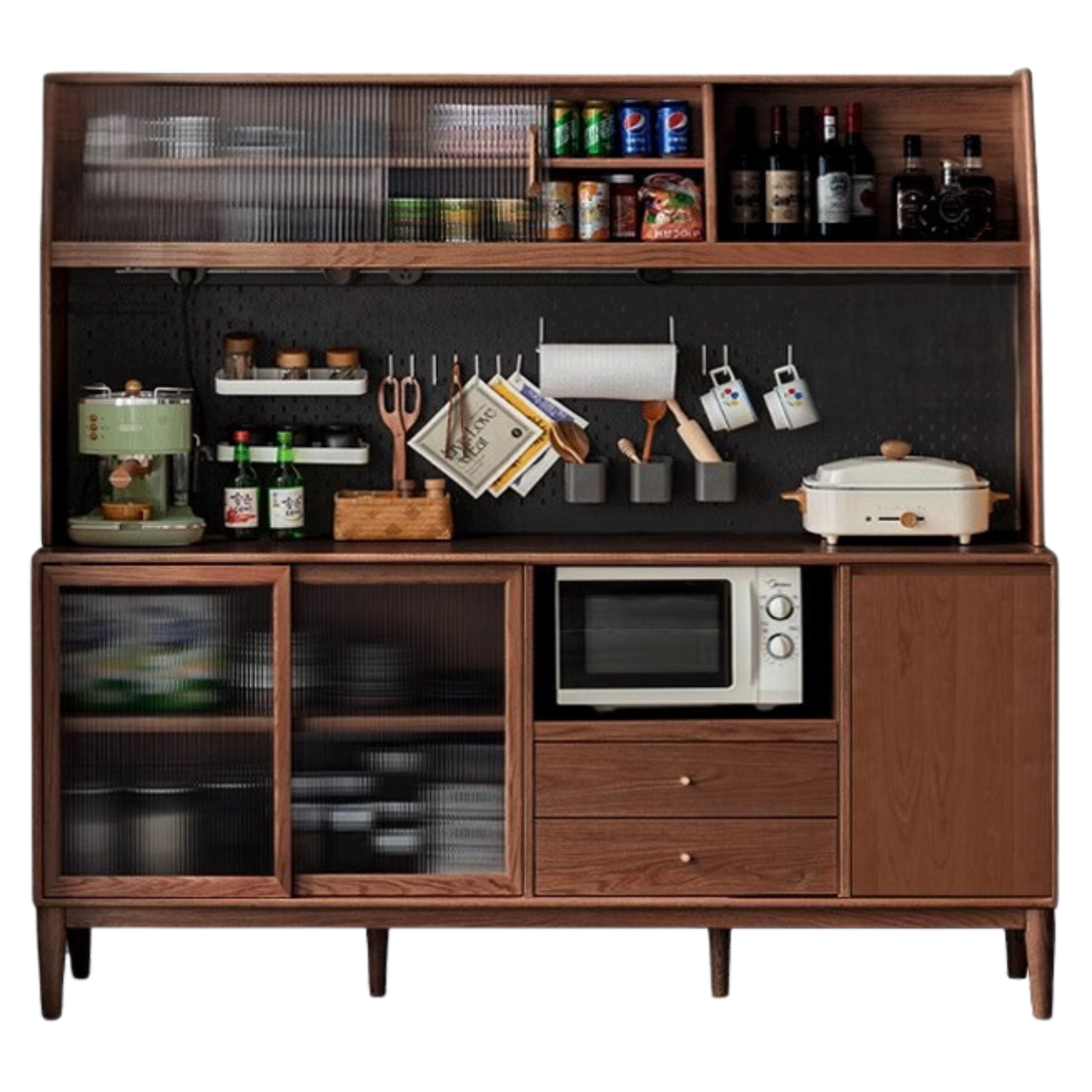 Ash Solid Wood Sideboard Multi-Functional Buffet Cabinet