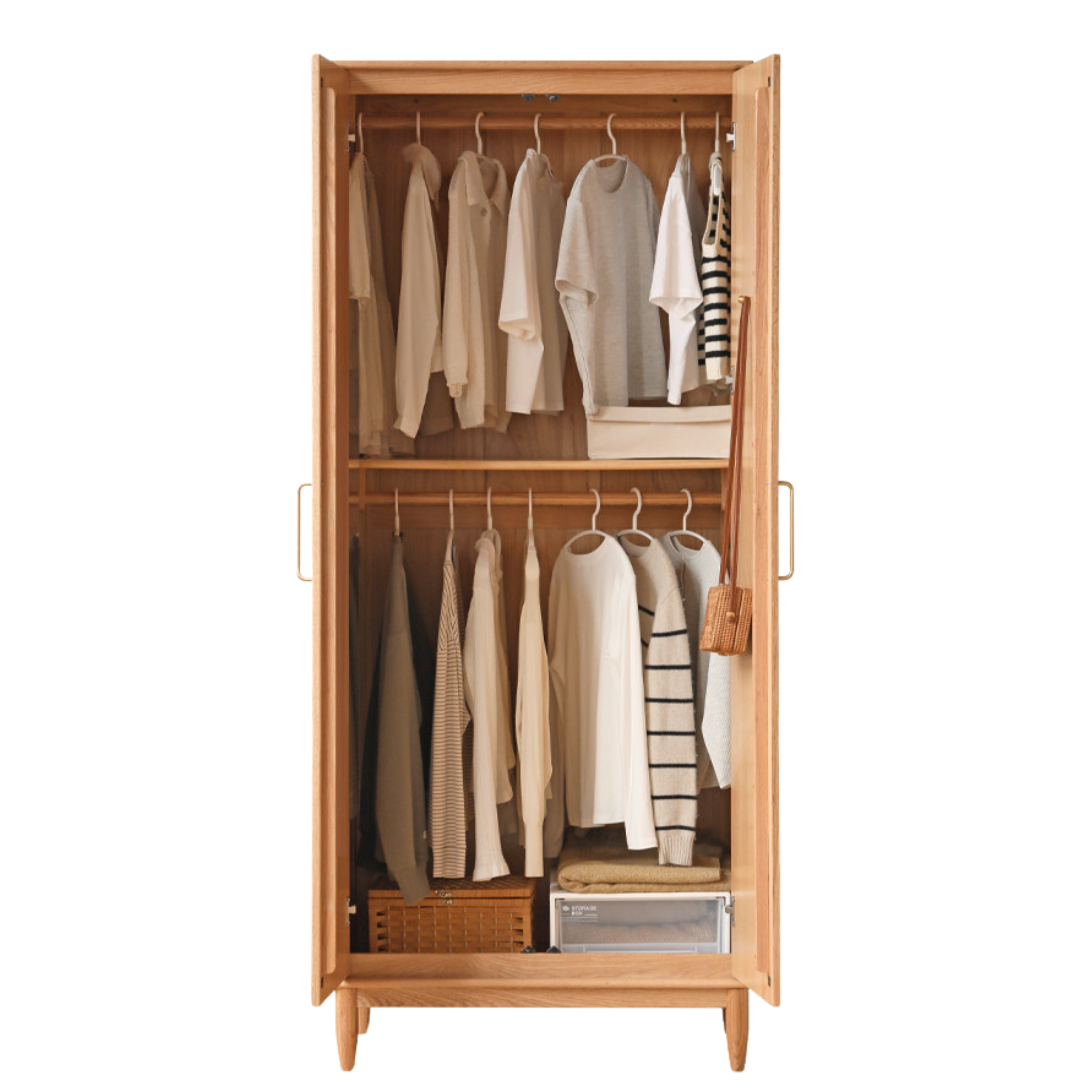 Oak Solid Wood Rattan Wardrobe.