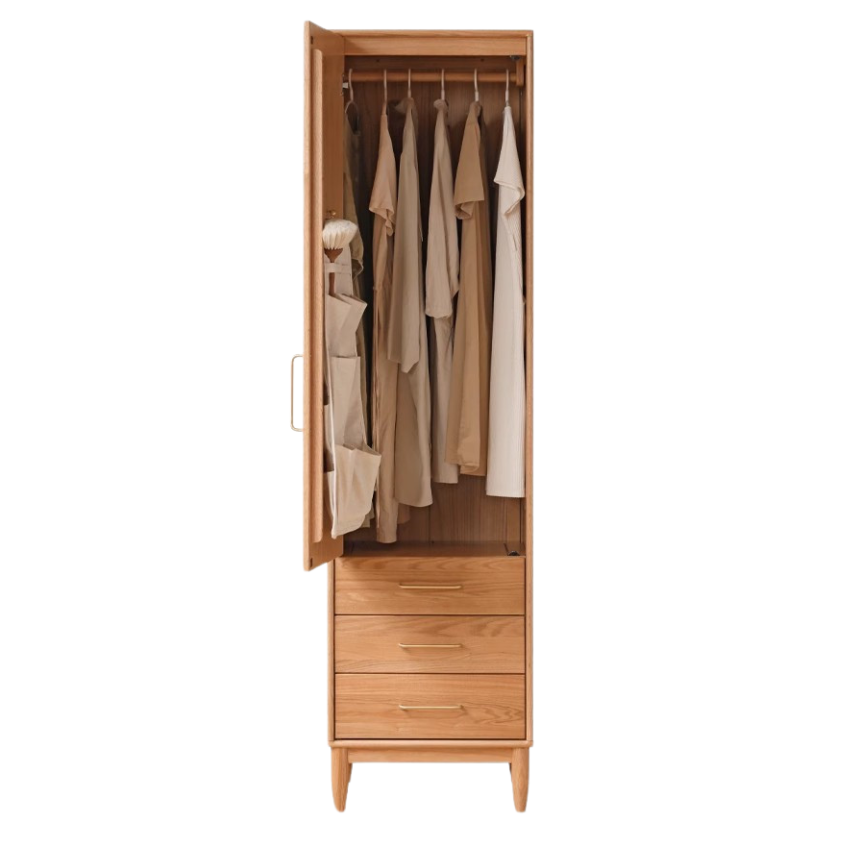 Oak Solid Wood Rattan Wardrobe.