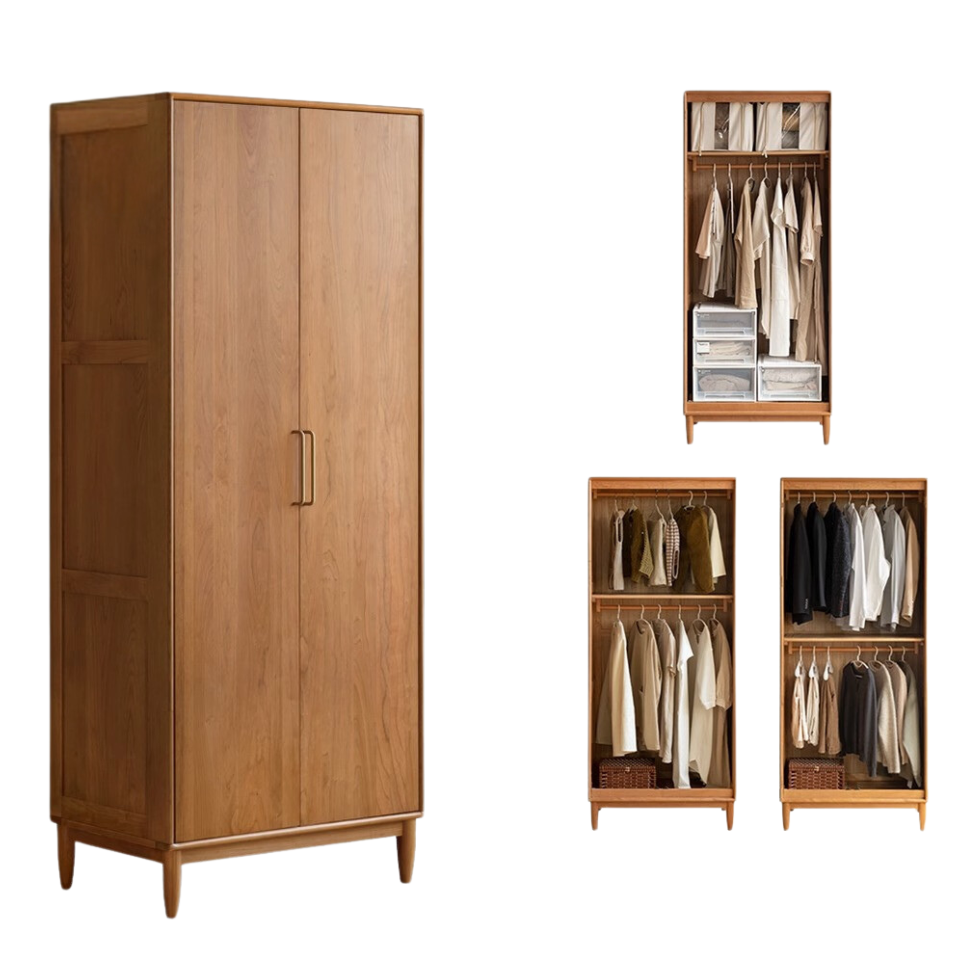 Cherry, Oak Solid Wood Fascinating Wardrobe.