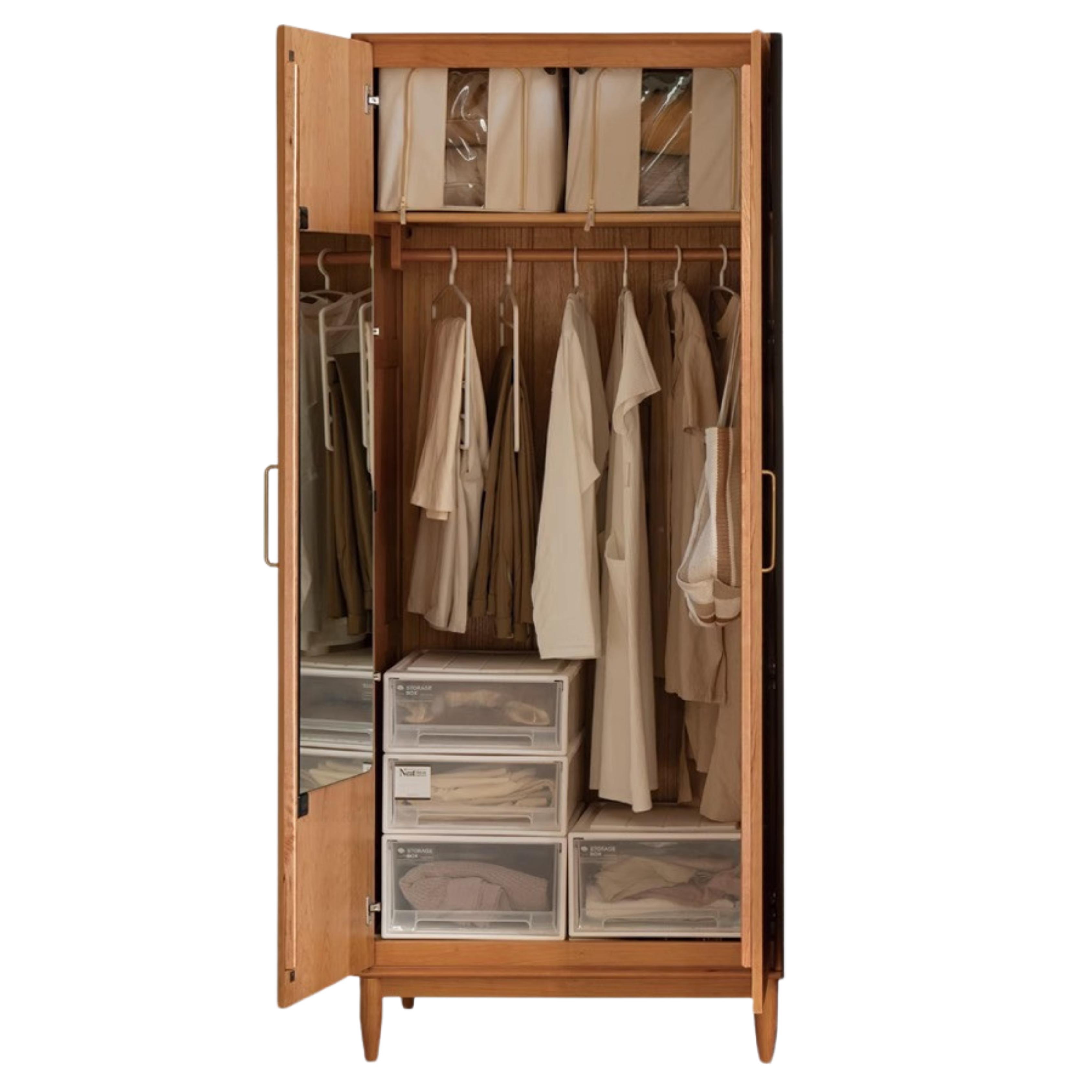 Cherry, Oak Solid Wood Fascinating Wardrobe.