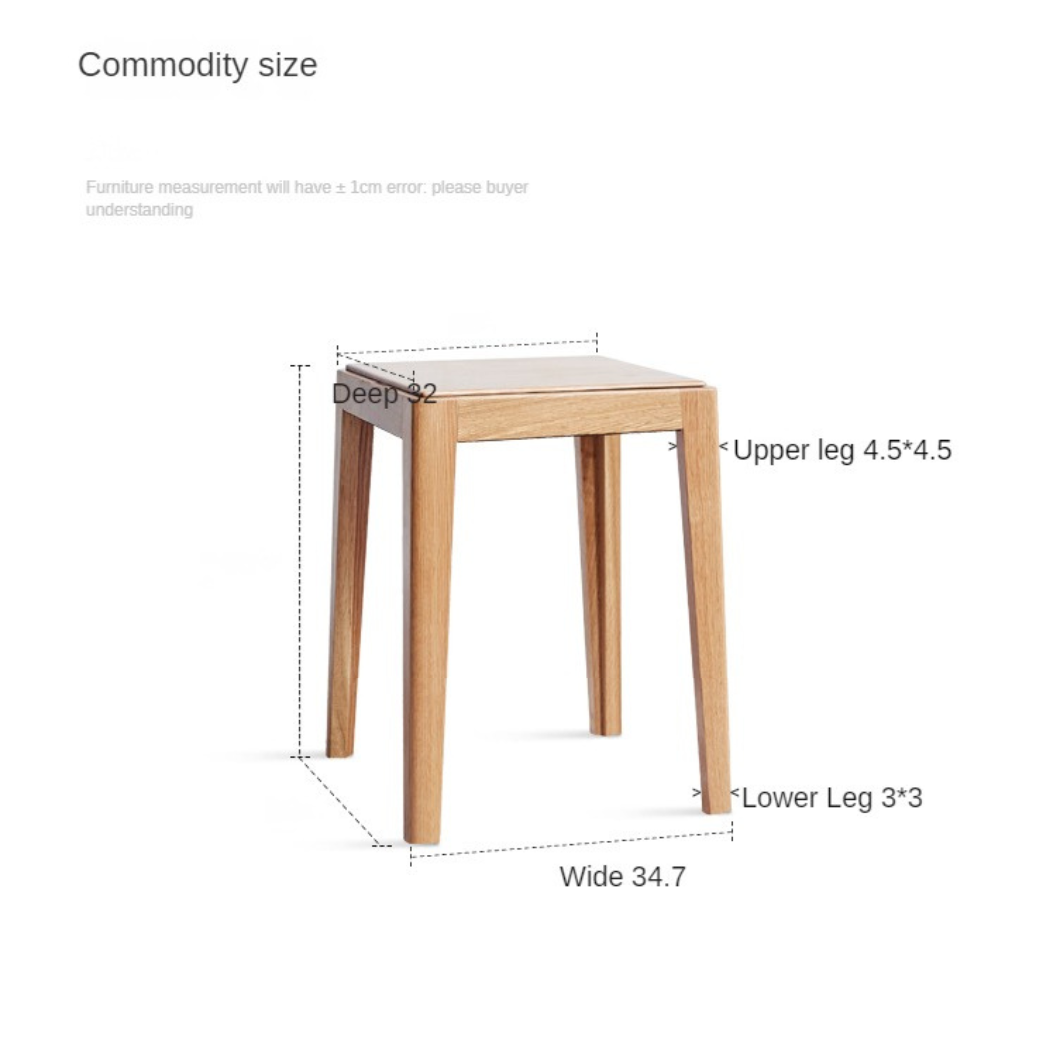 2pcs - Solid Wood Foldable Nordic Square Stool
