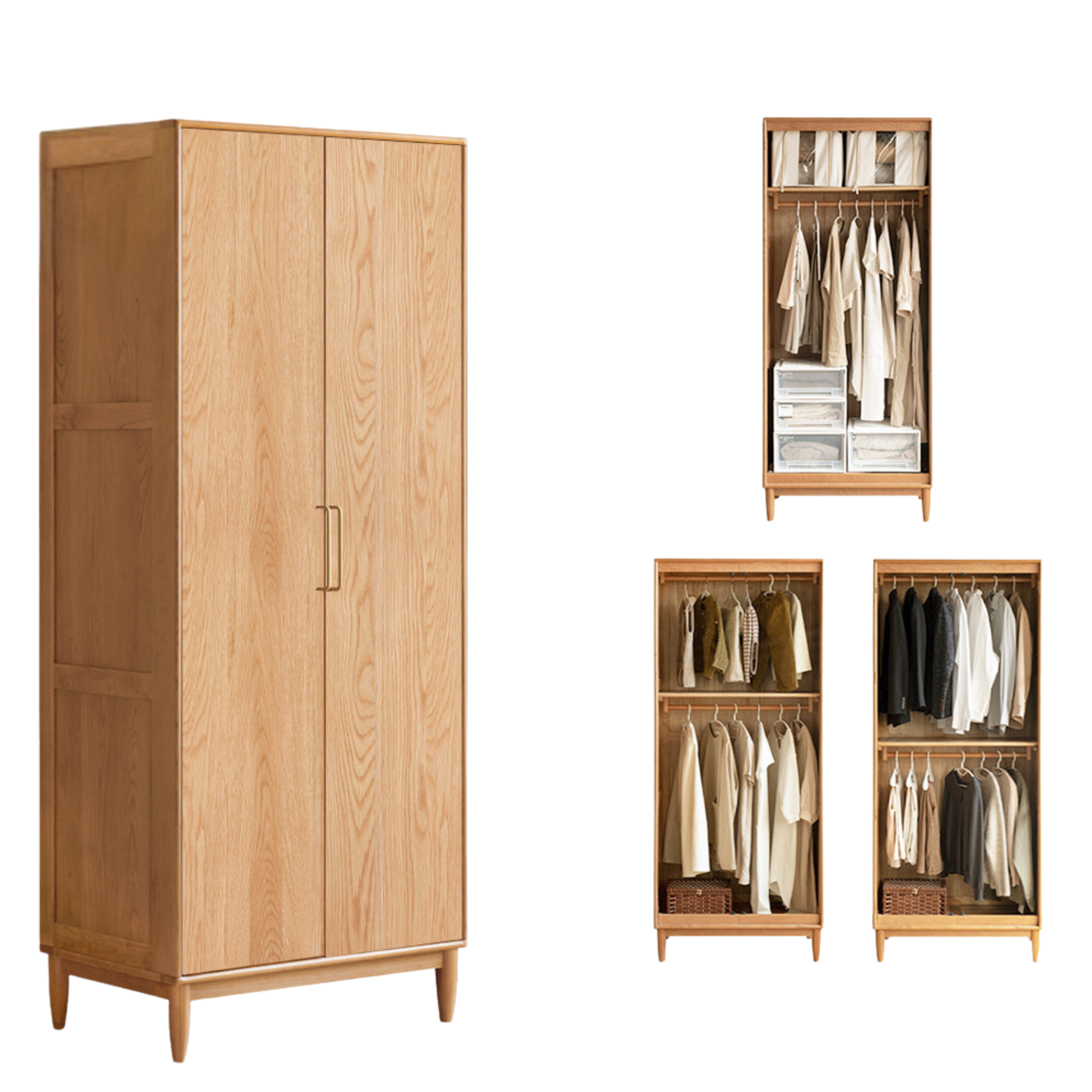 Cherry, Oak Solid Wood Fascinating Wardrobe.