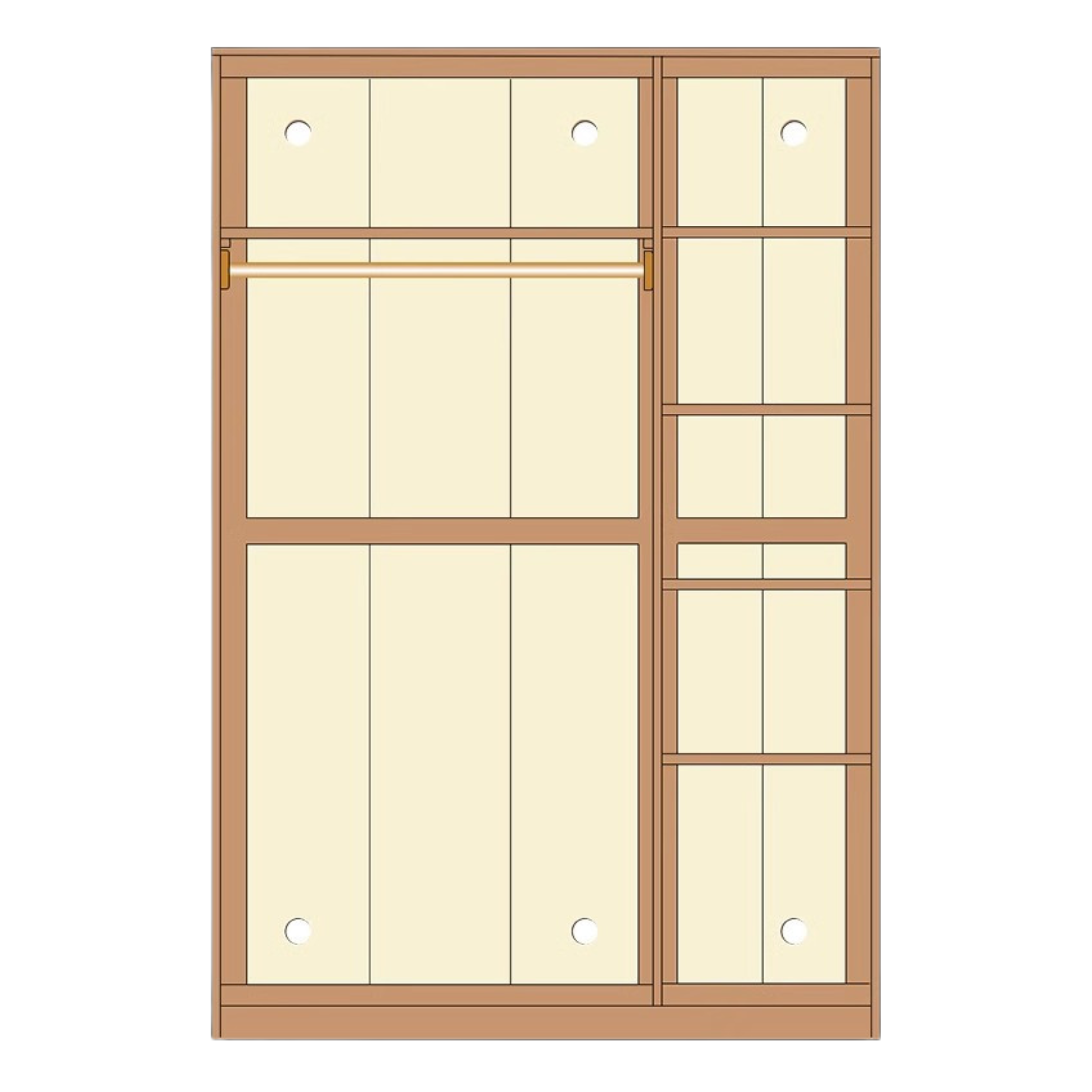 Oak Solid Wood Narrow Wardrobe.