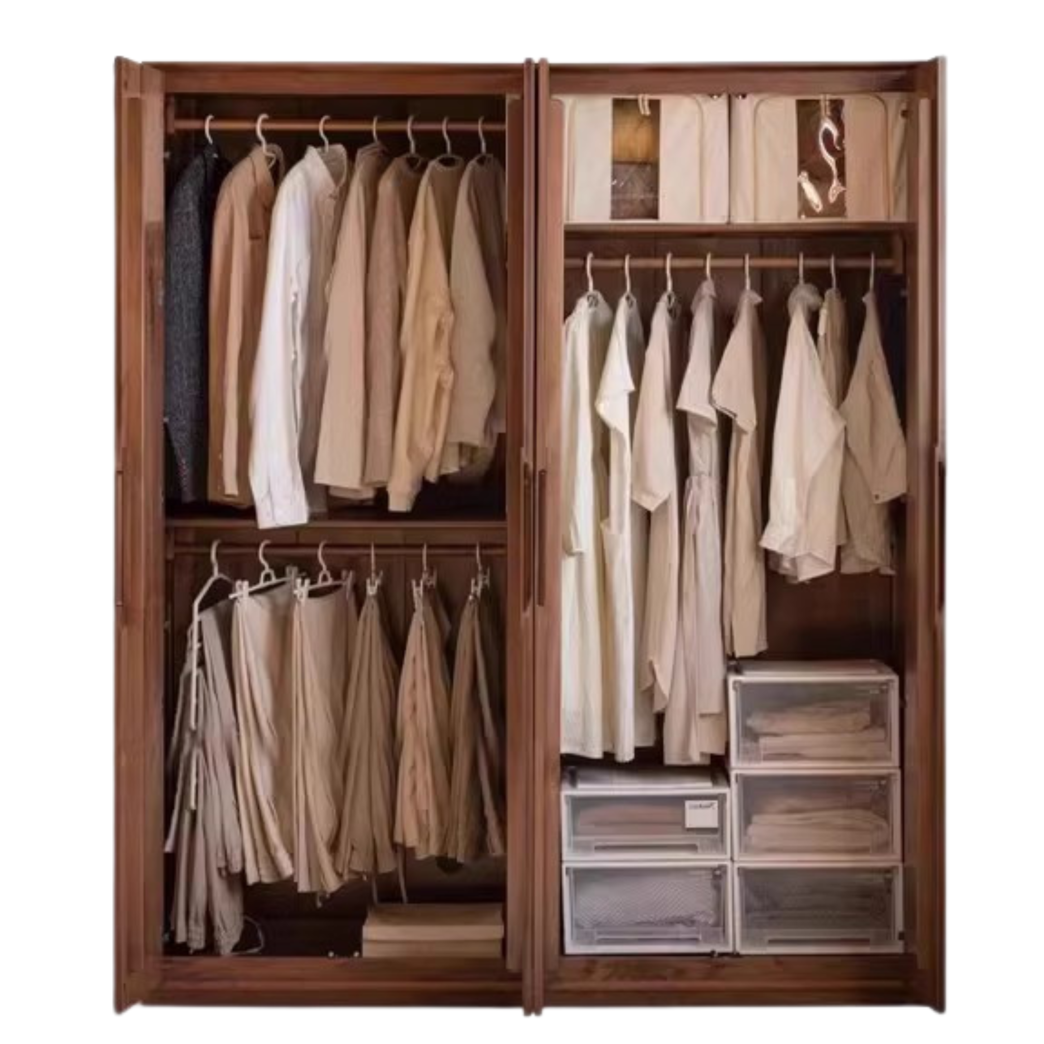 Black Walnut Solid Wood Large Wardrobe.