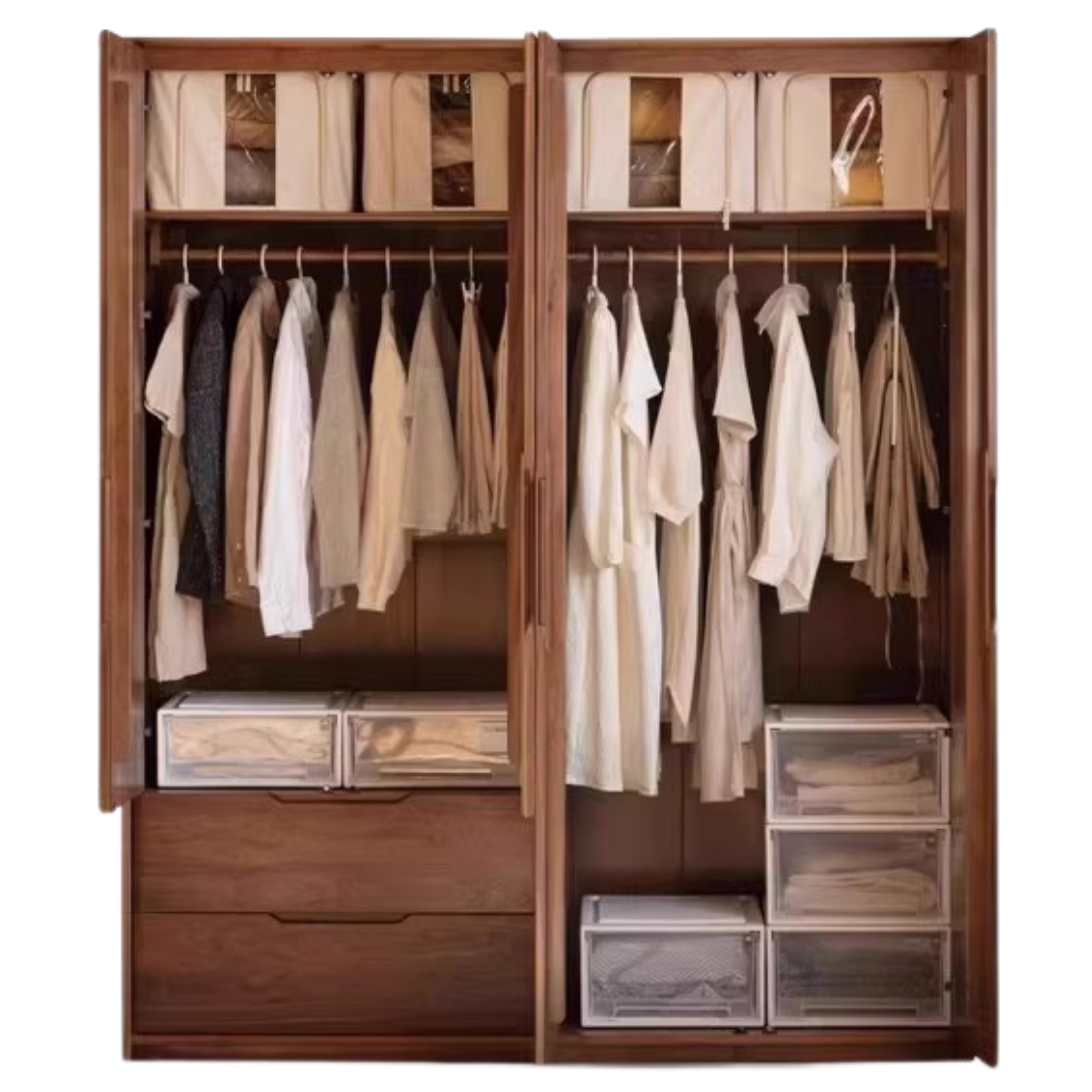 Black Walnut Solid Wood Large Wardrobe.