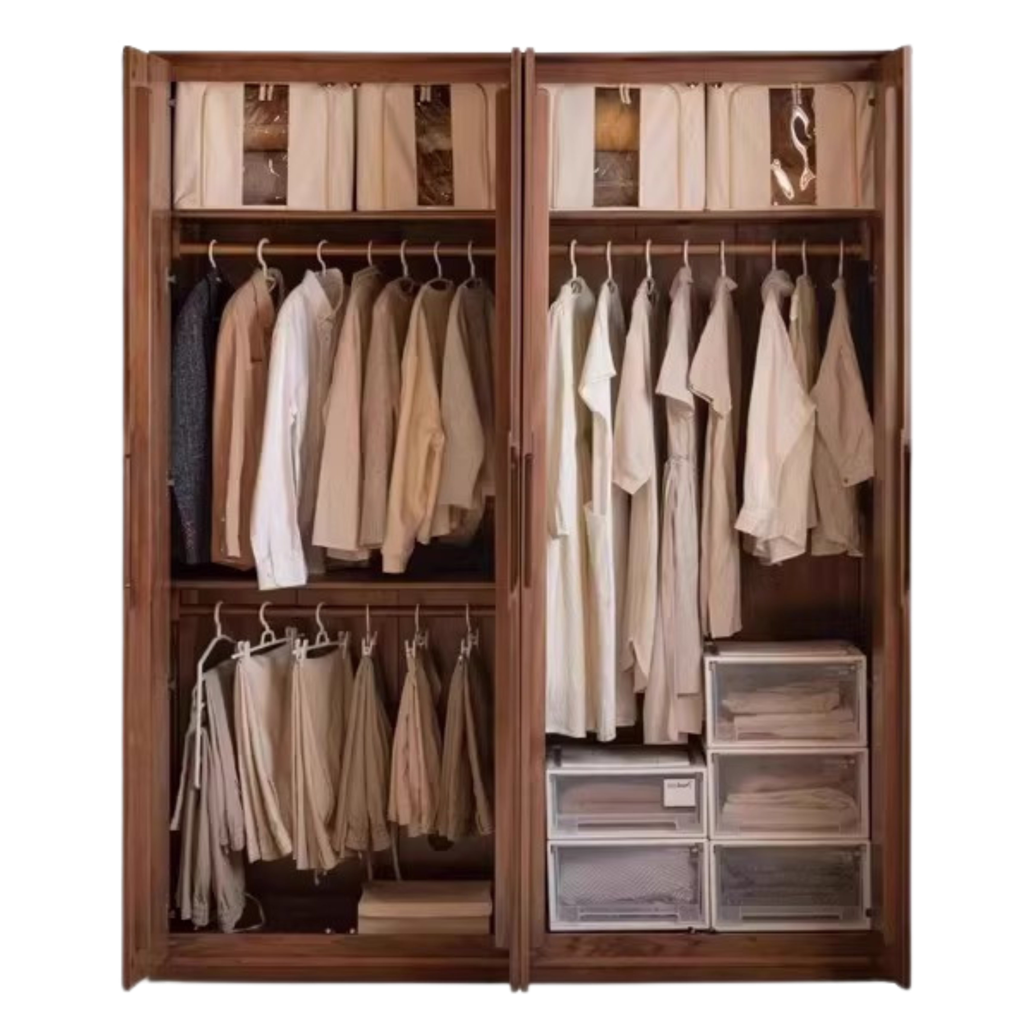 Black Walnut Solid Wood Large Wardrobe.