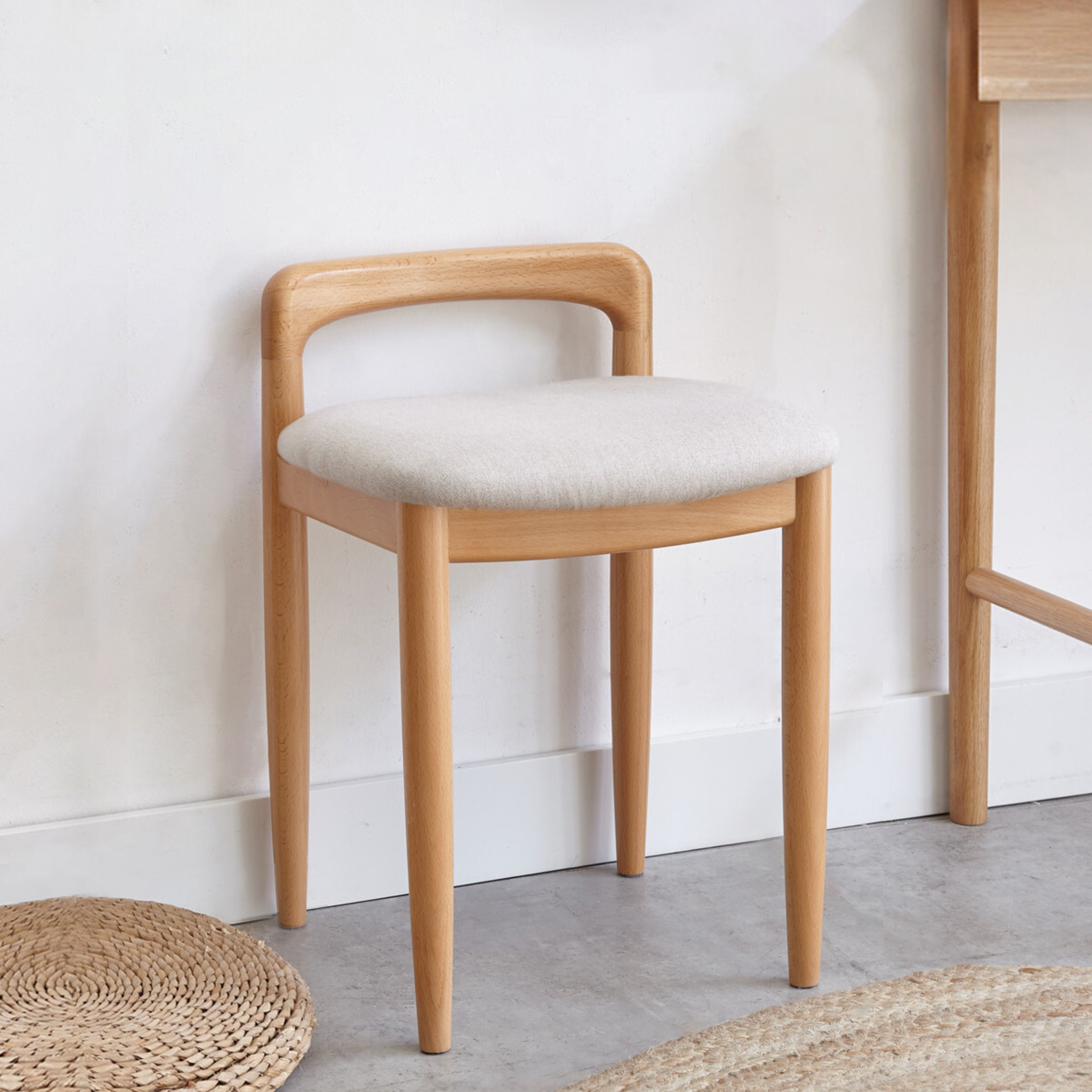 Beech solid wood makeup stool: