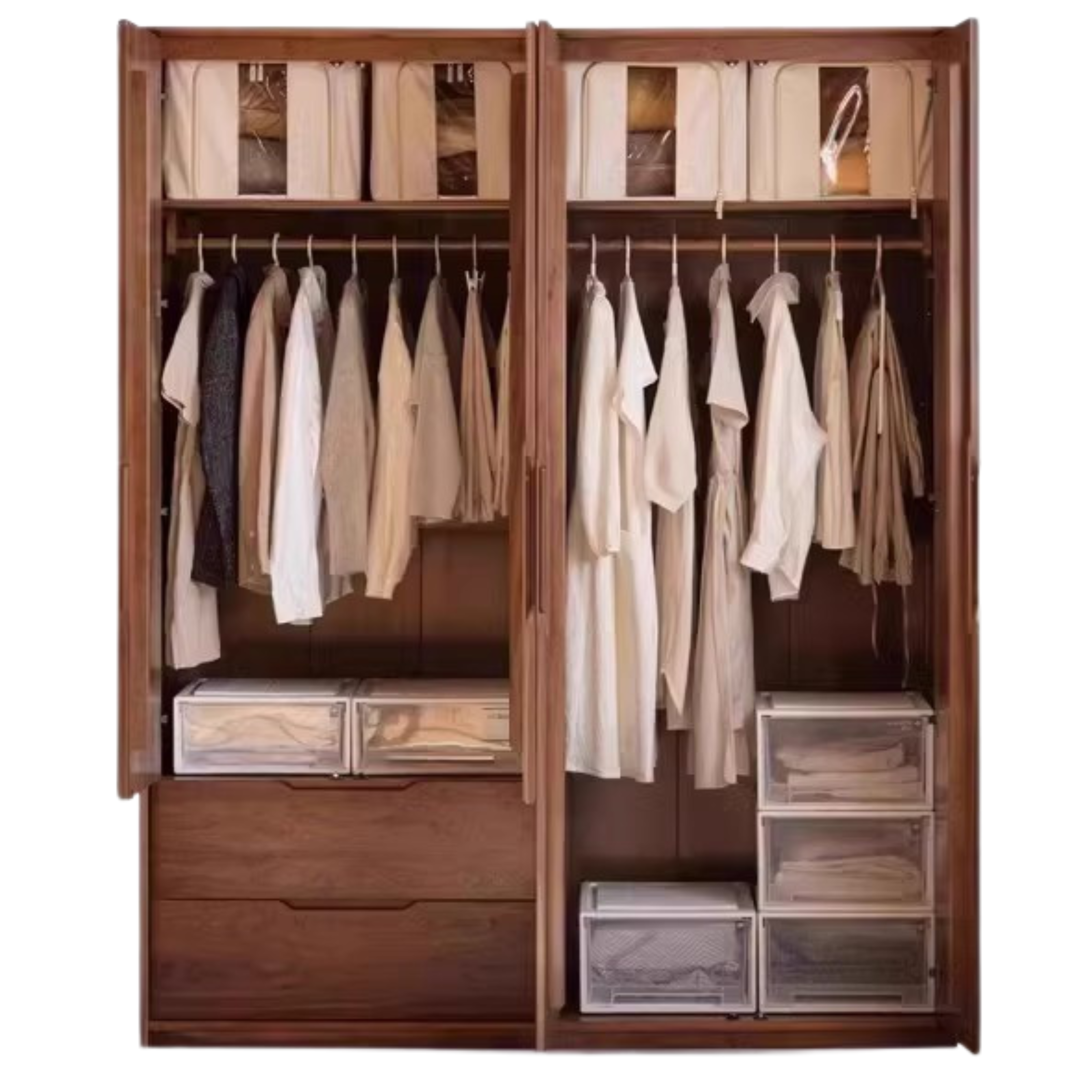 Black Walnut Solid Wood Large Wardrobe.