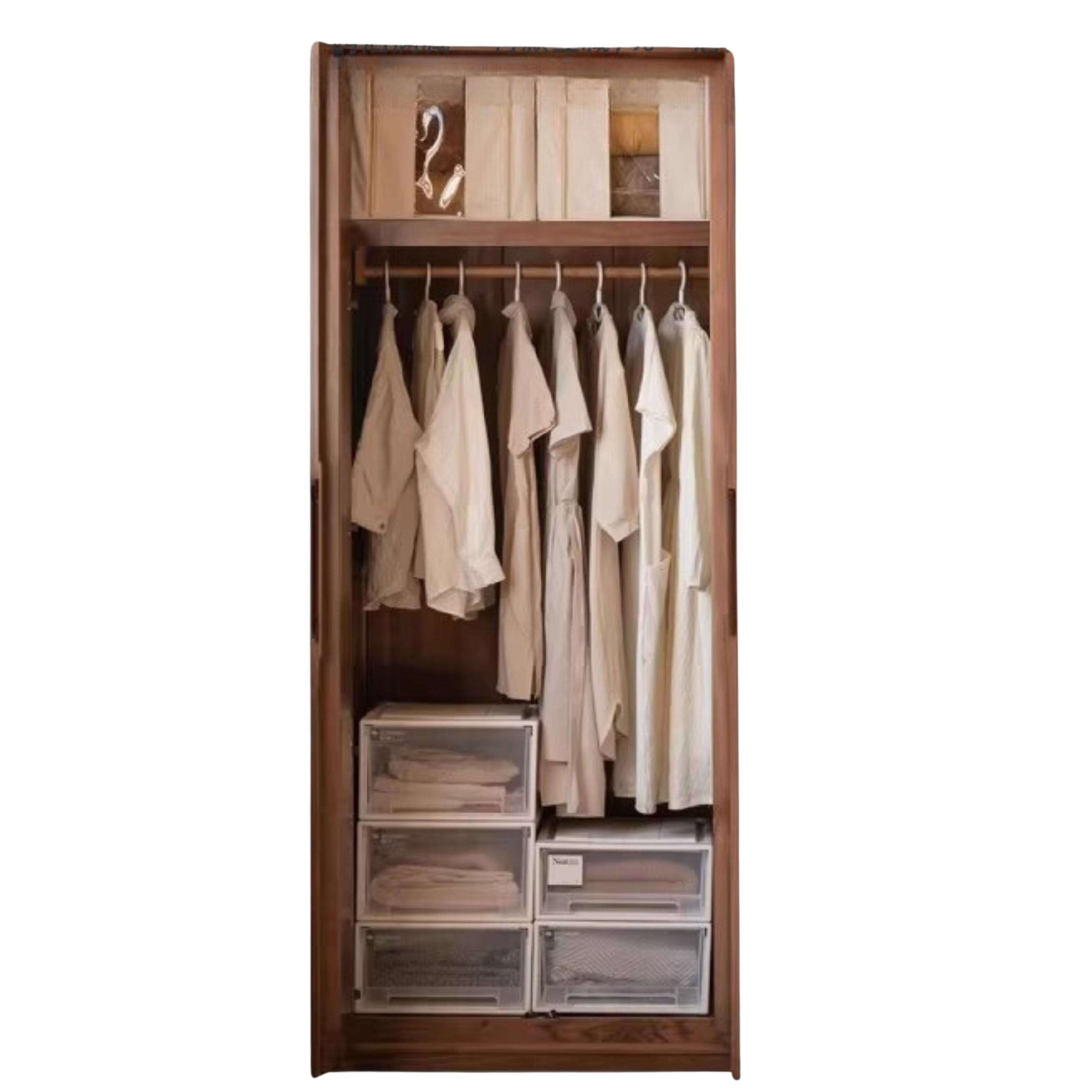 Black Walnut Solid Wood Large Wardrobe.