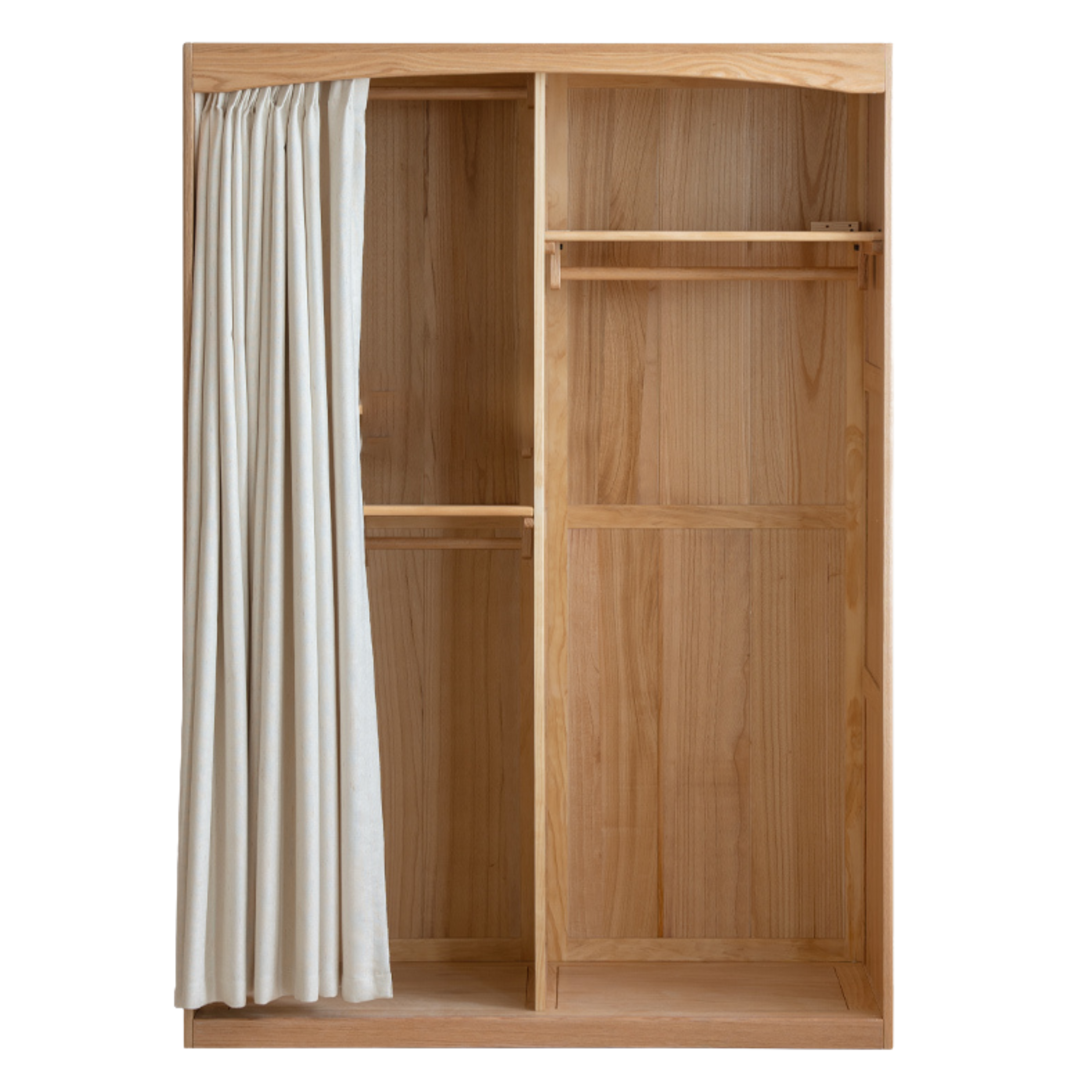 Oak, Solid Rubberwood Wardrobe Curtain Design.