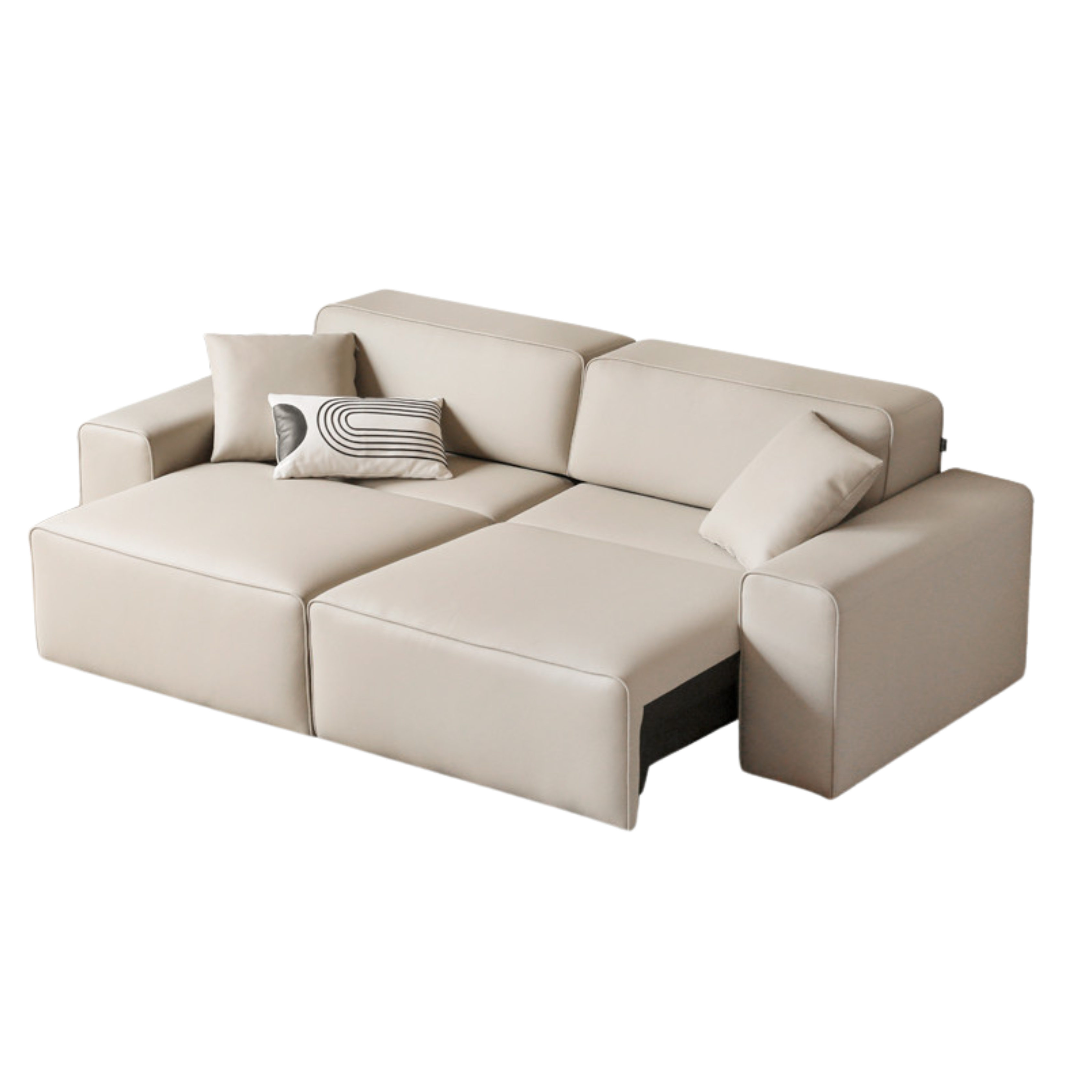 Organic Leather Art Sofa Retractable Bed Big Black Bull Electric Sofa Bed.
