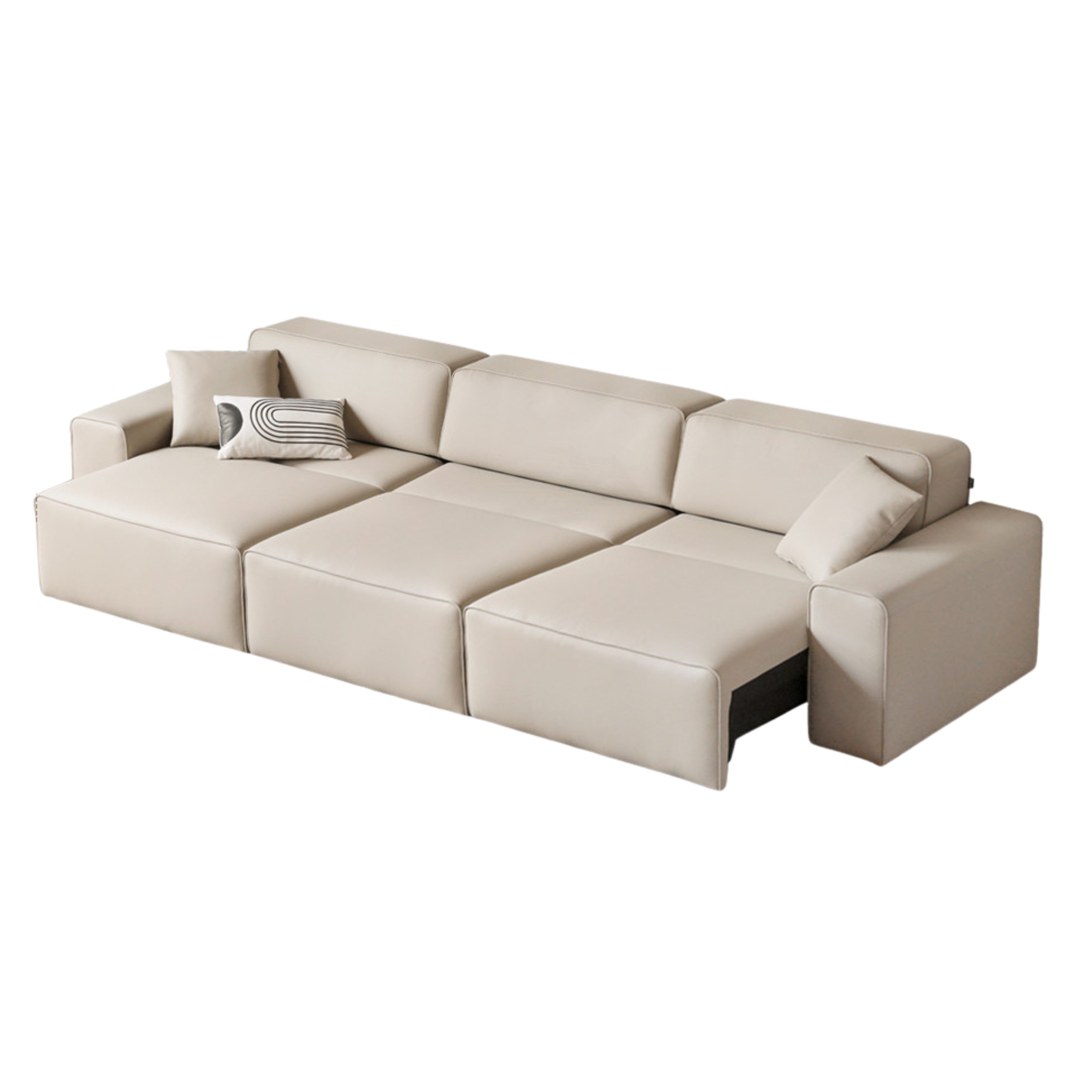 Organic Leather Art Sofa Retractable Bed Big Black Bull Electric Sofa Bed.