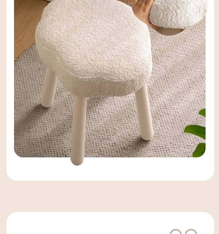 Beech, birch solid wood Nordic lamb velvet cloud makeup stool.