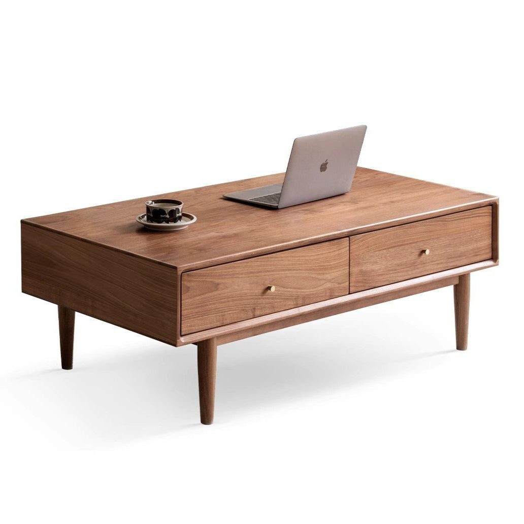 Black Walnut, Sandalwood Solid Wood Rock Plate Modern Coffee Table