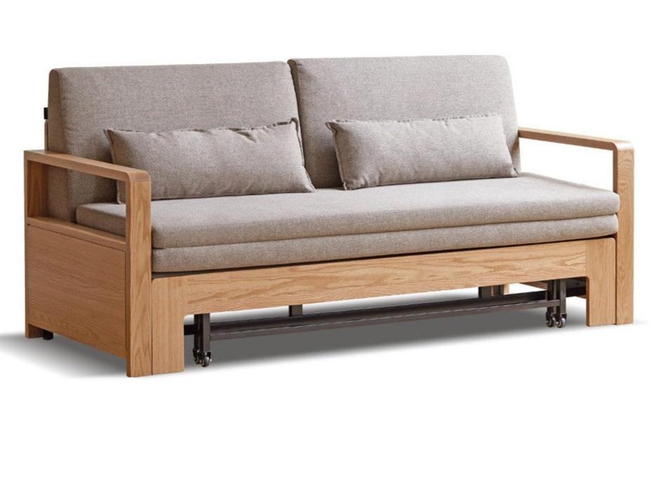 Oak, Ash Solid Wood Sofa Bed Modern Multifunctional.
